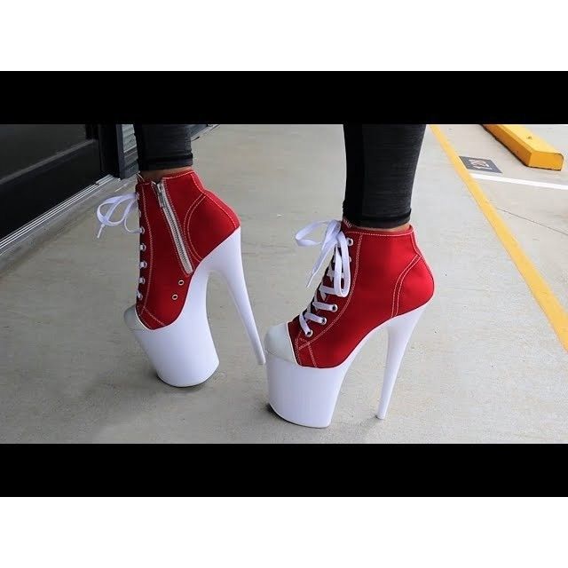Other 800SK UV 8" High Heel Platform Sneakers Red White Blacklight Size US 7 / IT 37 - 4 Thumbnail