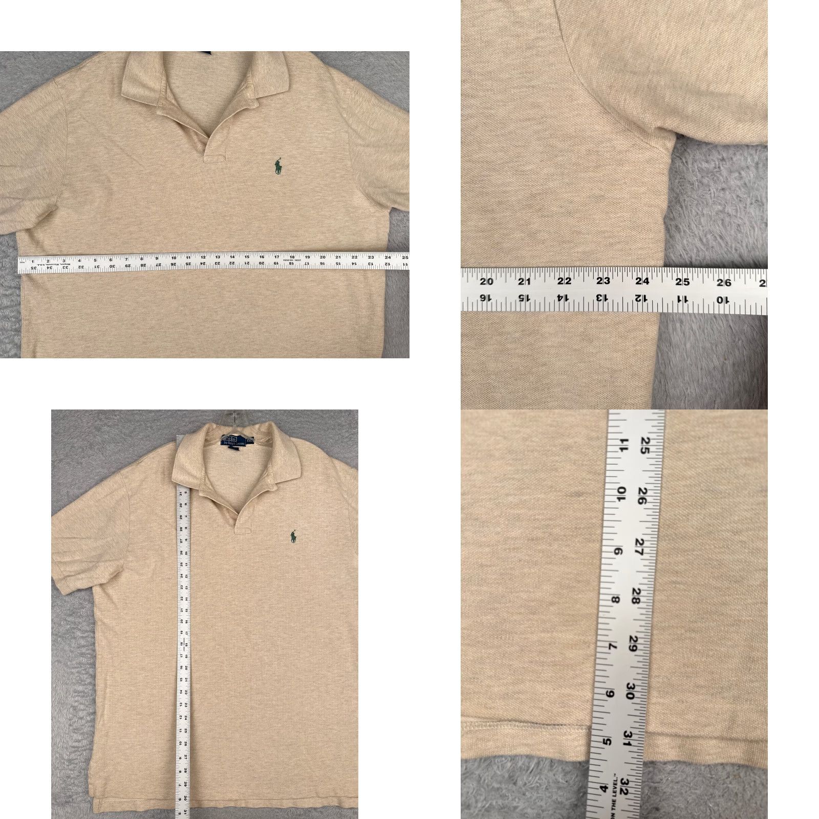 Ralph Lauren VINTAGE Ralph Lauren Polo Shirt Men 2XL Beige Short Sleeve 100% Cotton, Slim Fit, Logo, Button, Collared, Knit, Regular Size, 80s Golf Theme, Mens Size US XXL / EU 58 / 5 - 8 Thumbnail