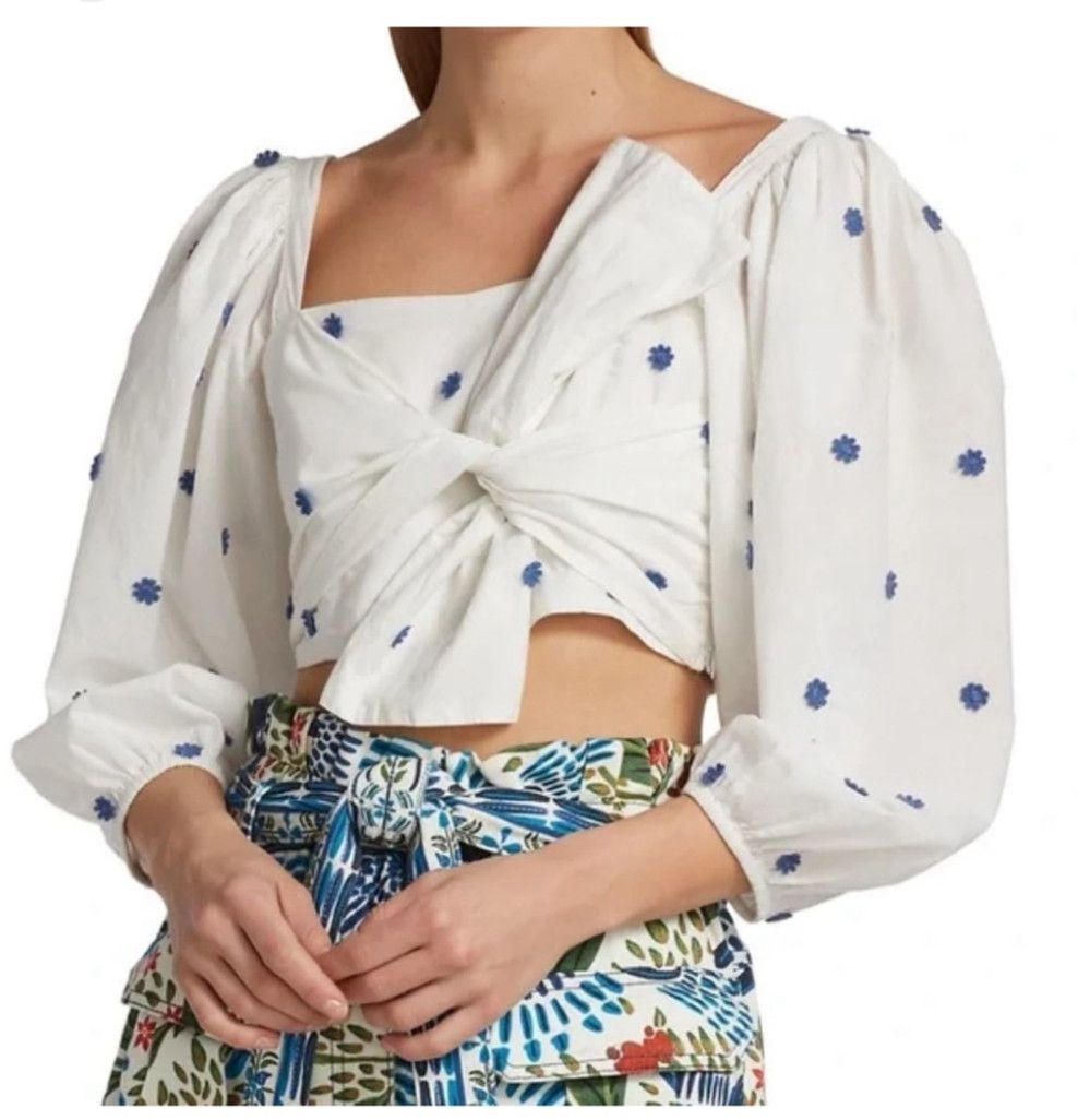 Farm Rio Farm Rio Bow Top w/ balloon sleeves Blouse Size XL 16.5inPTP Size XL / US 12-14 / IT 48-50 - 1 Thumbnail