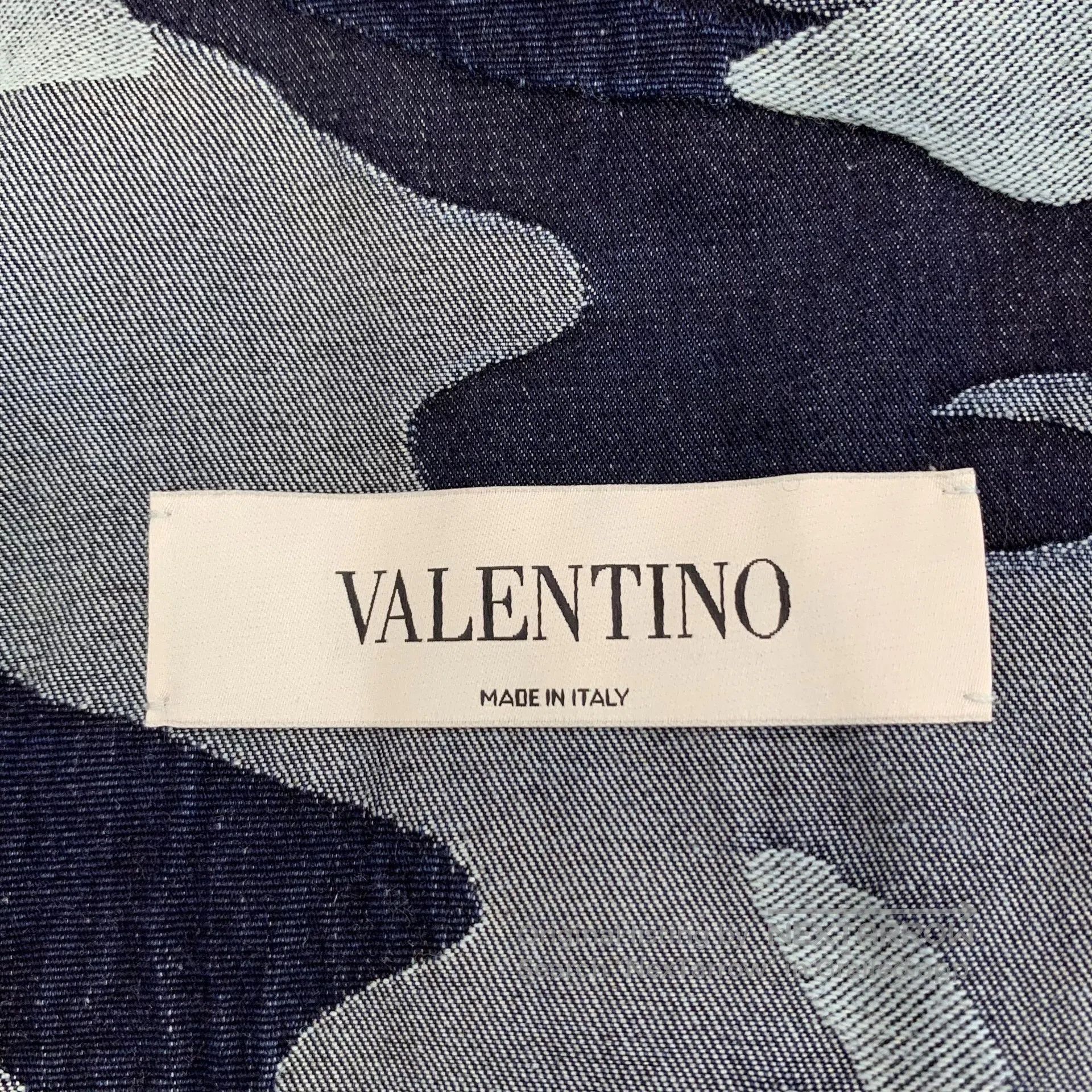 Valentino Valentino Dark Blue Camouflage Cotton Turn-down Collar Sin Size US M / EU 48-50 / 2 - 5 Thumbnail