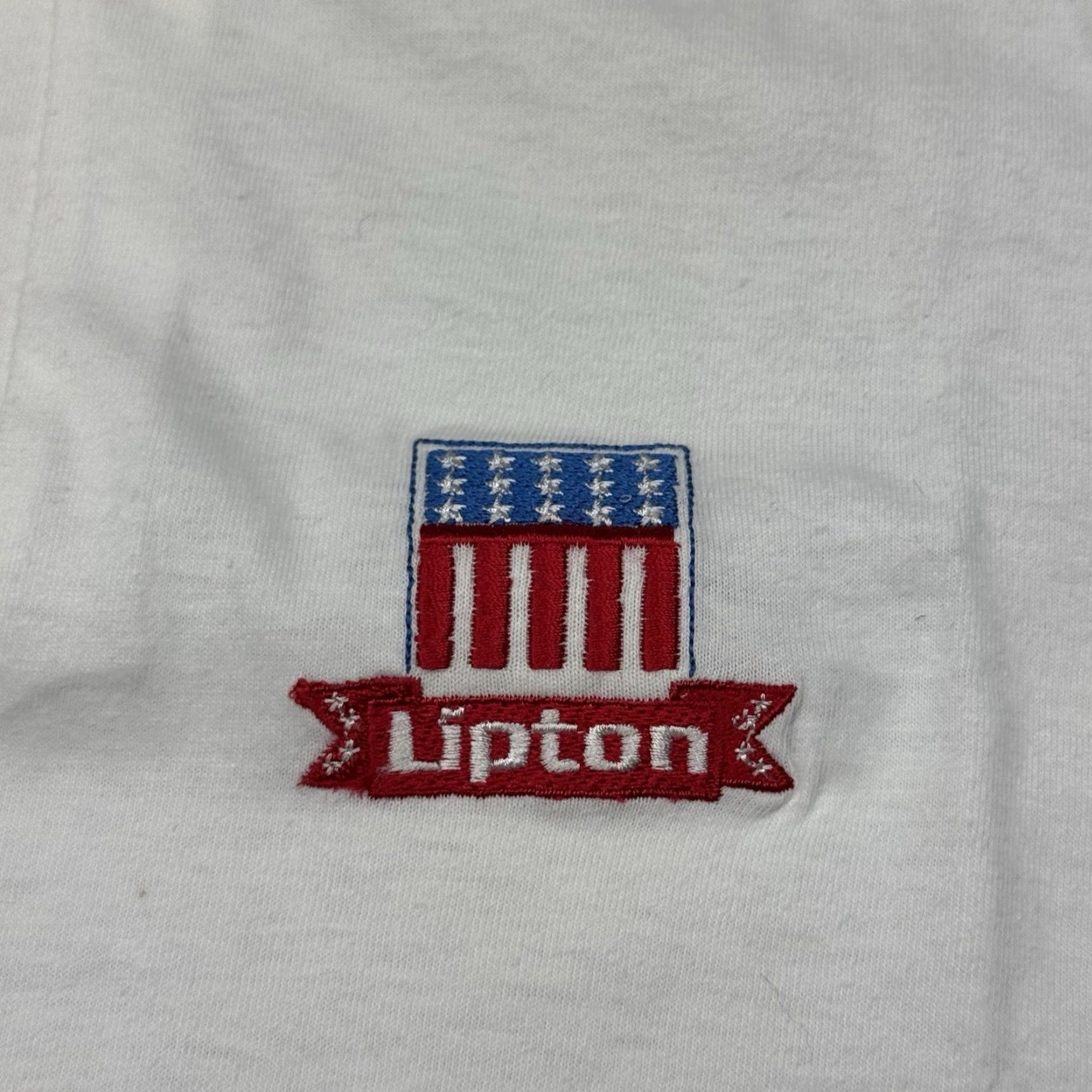 Anvil VTG 90s Lipton Tea Anvil USA Unisex White Cotton Polo Shirt SZ M Size US M / EU 48-50 / 2 - 3 Thumbnail