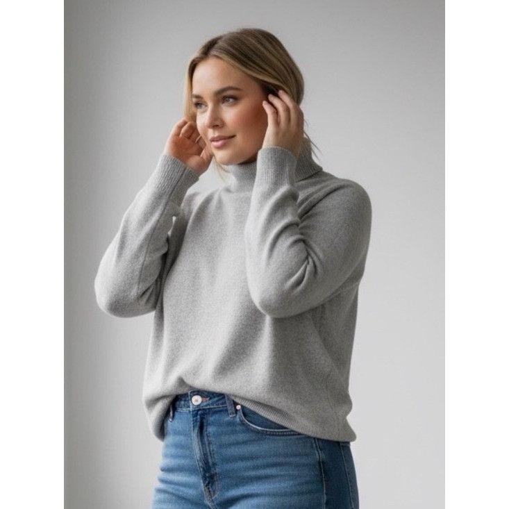 Other Daniel Bishop 100% Cashmere Classic Light Gray Turtleneck Sw Size XXL / US 16-18 / IT 52-54 - 1 Thumbnail