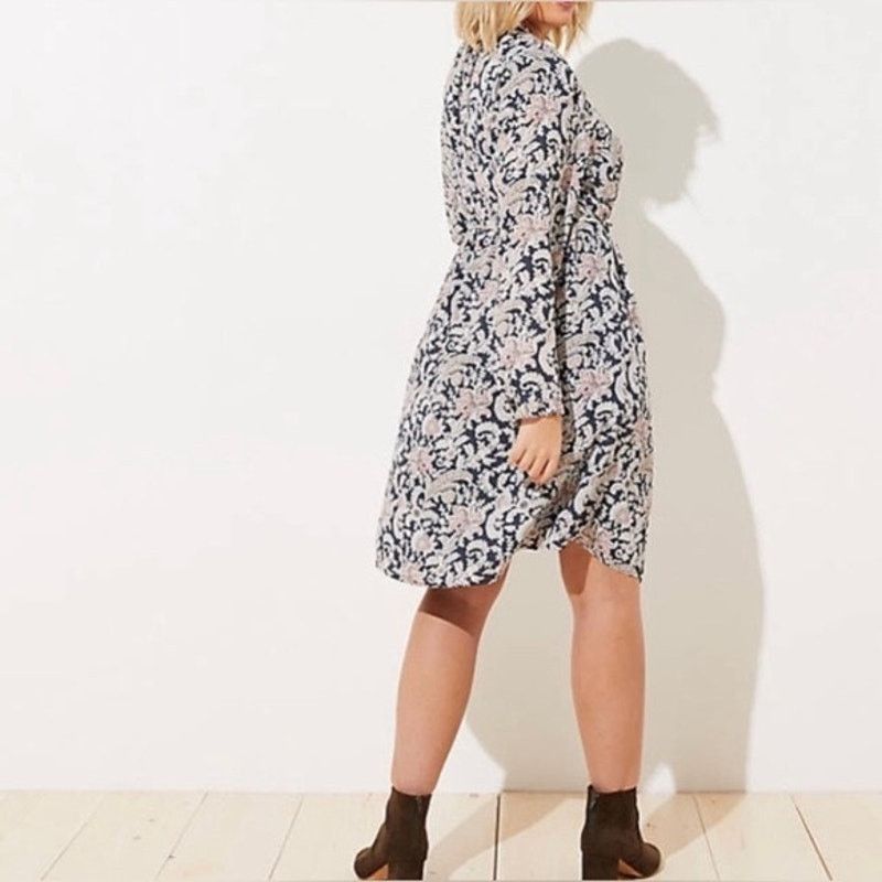 Ann Taylor LOFT Coastal Grey Vine Ruffle Trim Shift Dress -NWT Size S / US 4 / IT 40 - 11 Thumbnail
