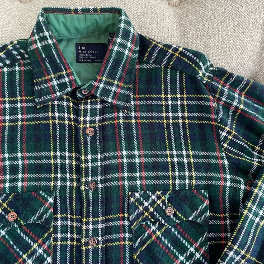 Vintage Vintage 70s JC Penney Green Plaid Flannel Button Up Shirt M Size US M / EU 48-50 / 2 - 5 Thumbnail