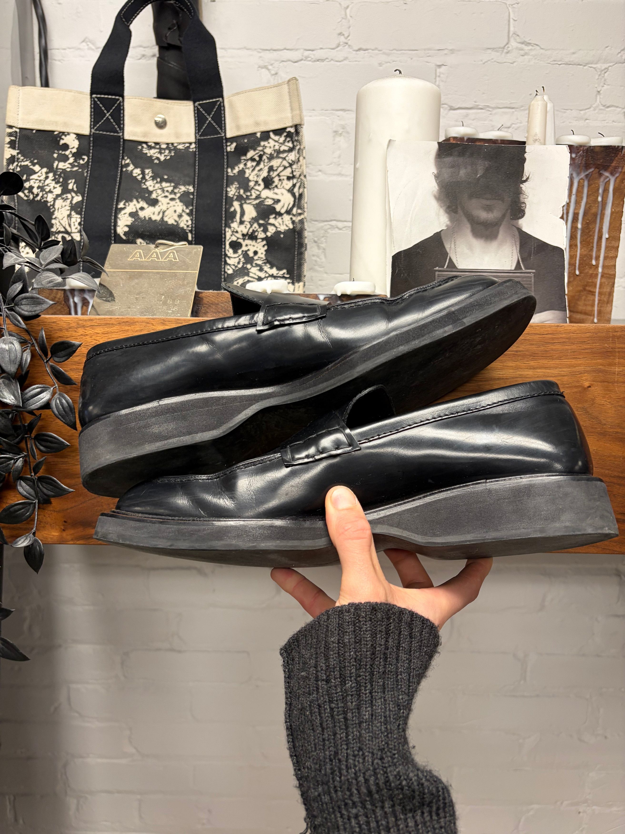 Gucci Gucci Black ‘Block Platform’ Patent Leather Penny Loafers Size US 11 / EU 44 - 5 Thumbnail