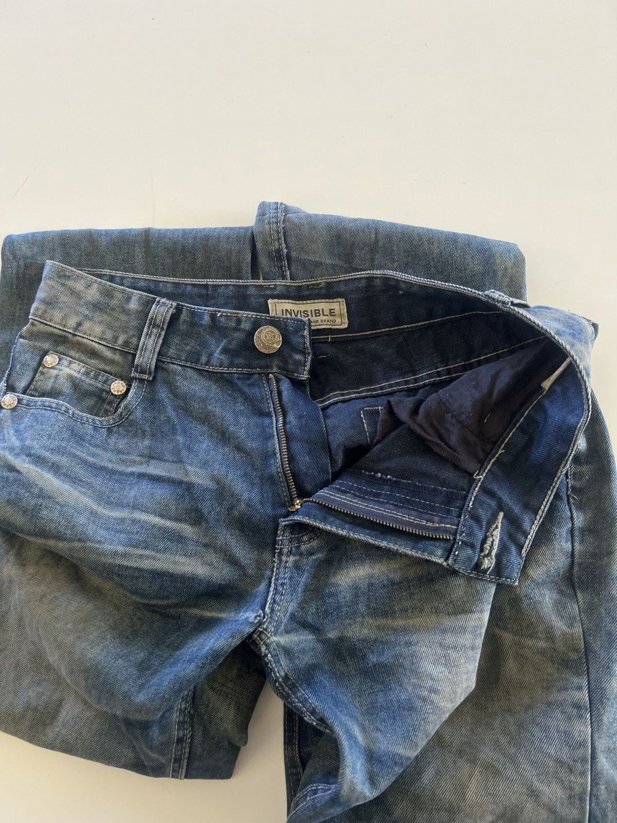Japanese Brand Vintage Invisible Distress Denim Jeans Size 32" Size US 32 / EU 48 - 9 Thumbnail