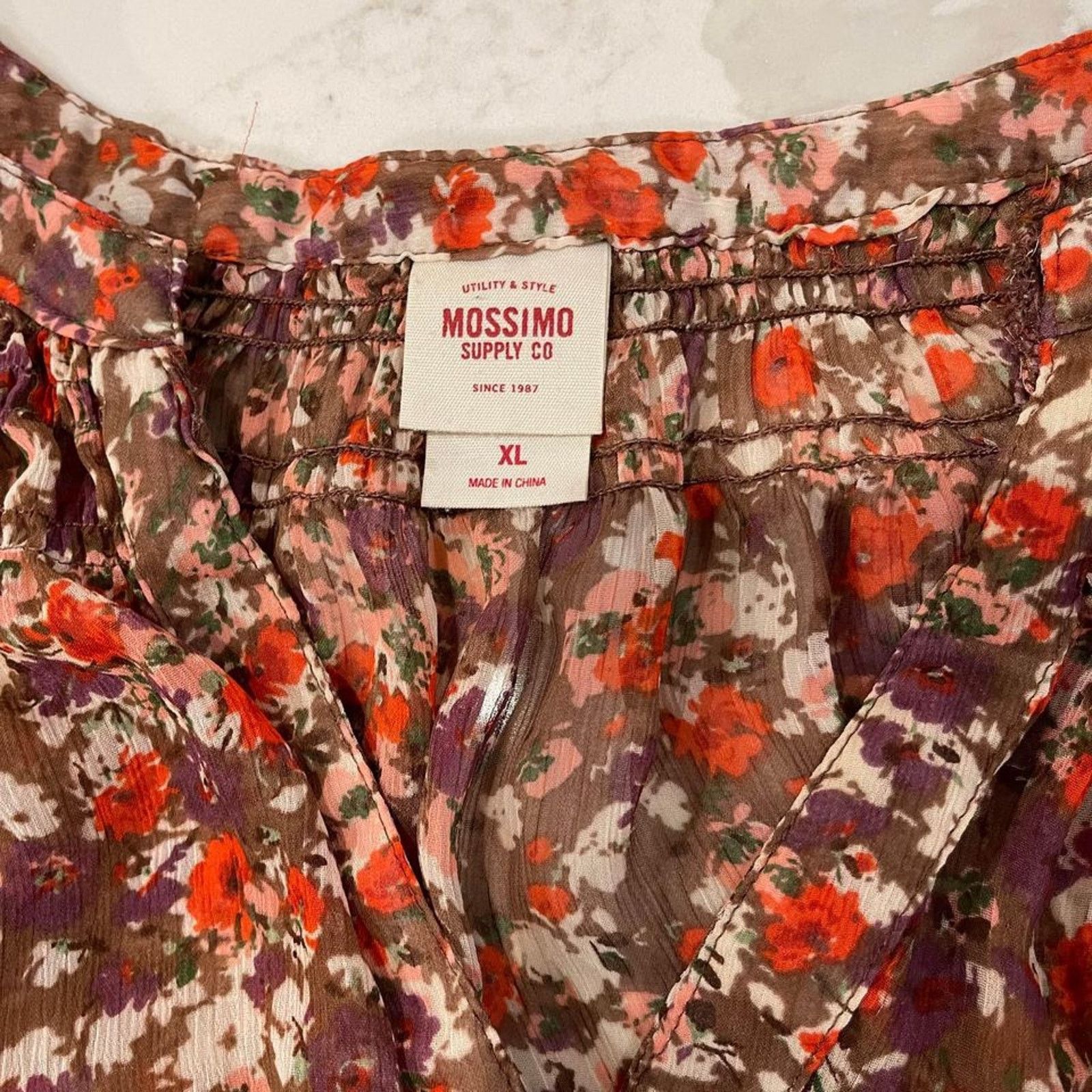 Mossimo Mossimo Sheer Floral Peasant Top Women's XL 3/4Sleeve Size XL / US 12-14 / IT 48-50 - 4 Thumbnail