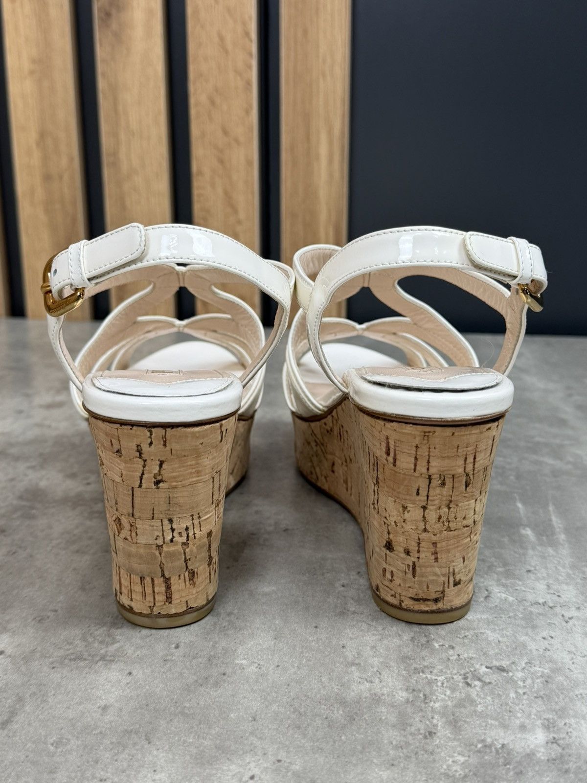 Prada Prada White Patent Cork Wedge Sandals EU 37 1/2 Size US 7.5 / IT 37.5 - 5 Thumbnail