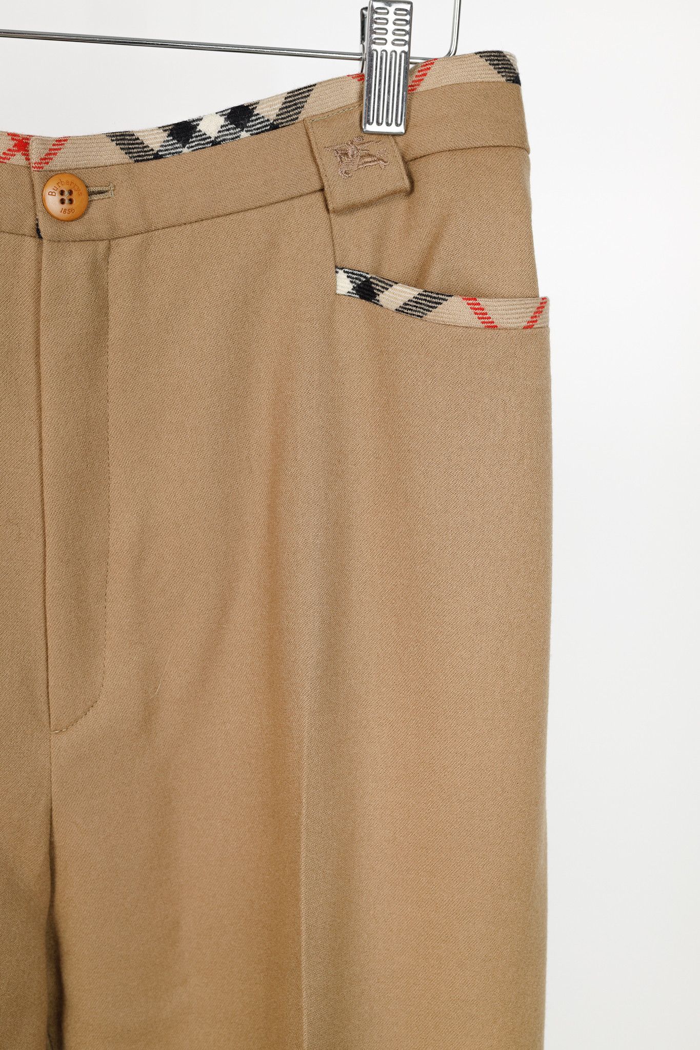 Burberry Burberry Tan Wool Check-Trim Trousers Size US 32 / EU 48 - 4 Thumbnail