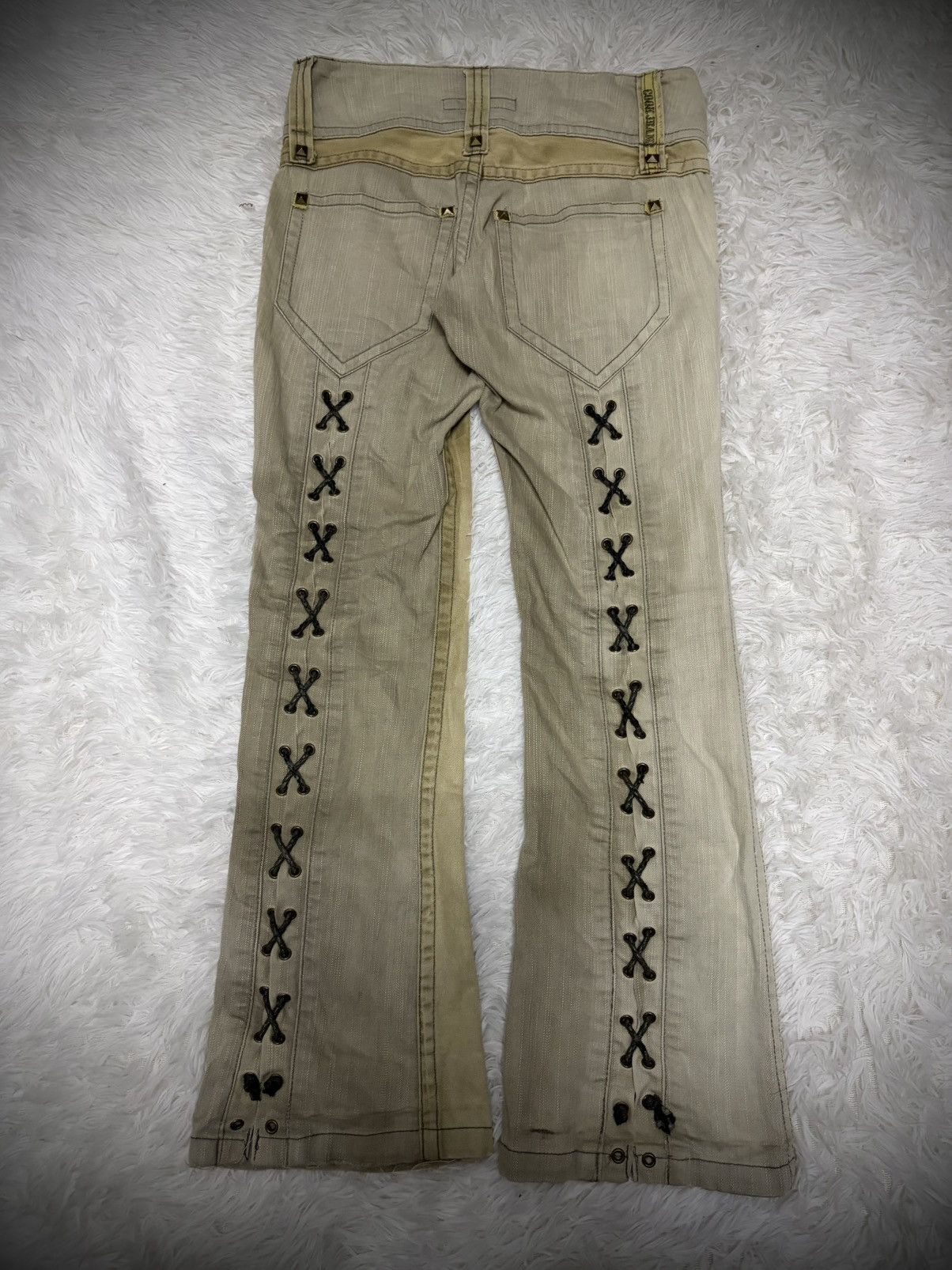 20471120 Vintage Cook Jeans Lace up Flare Pants Size US 29 - 2 Thumbnail