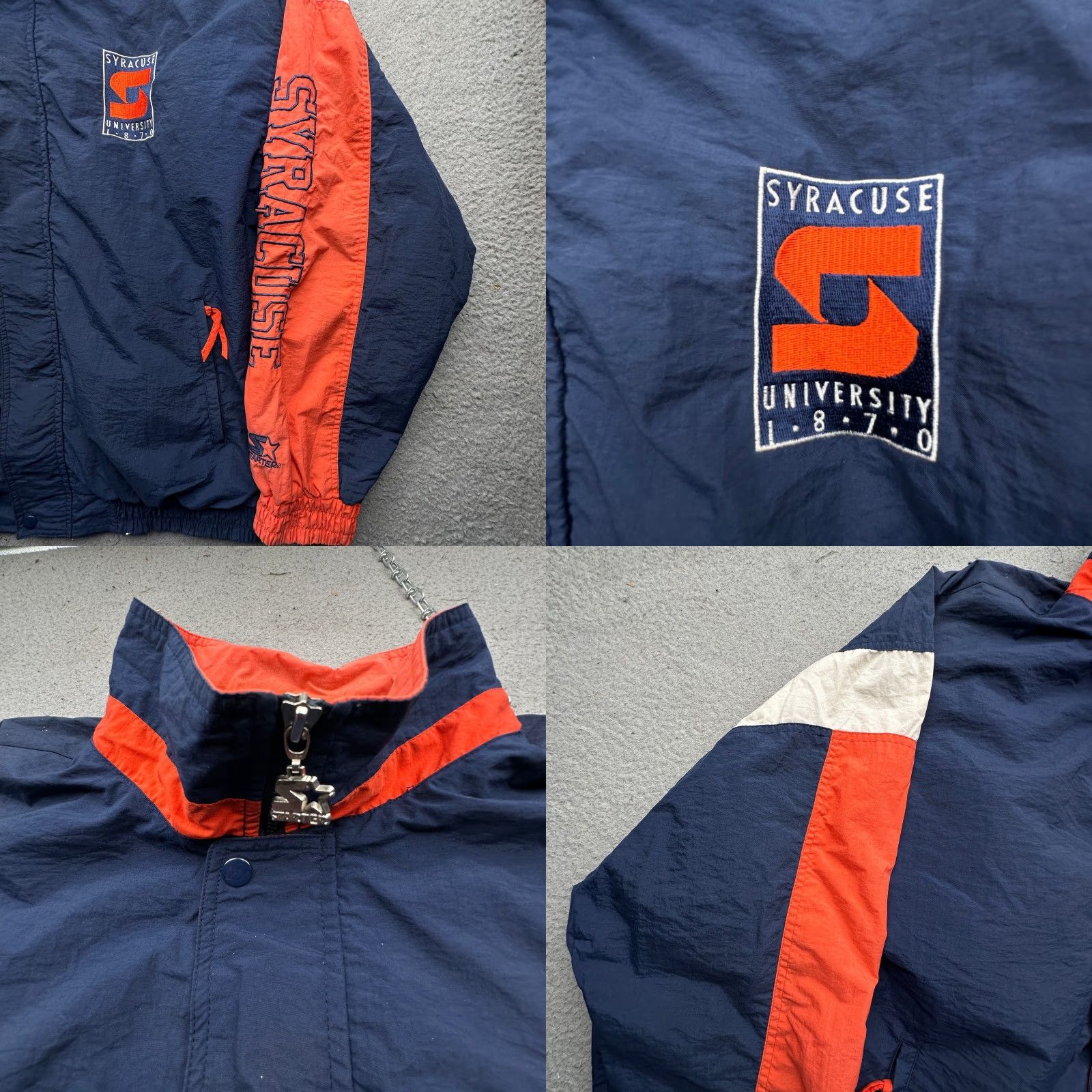 Starter VINTAGE 90s Starter Syracuse University Full Zip Windbreaker Jacket Mens XL Navy Orange Windbreaker Jacket Size US XL / EU 56 / 4 - 9 Thumbnail