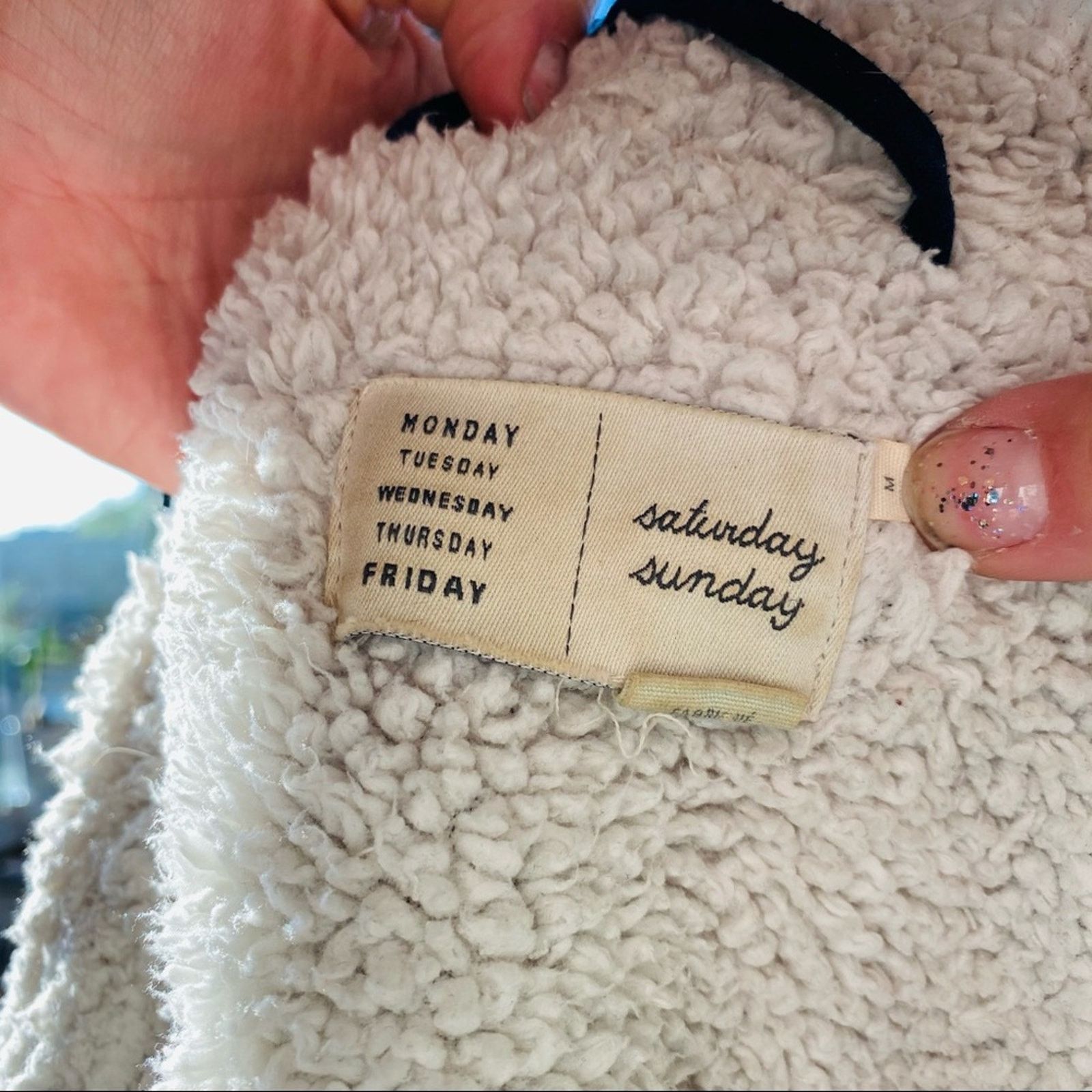 Anthropologie ANTHROPOLOGIE Navy Blue White Fleece Layer Robe House Coat Size M / US 6-8 / IT 42-44 - 7 Thumbnail