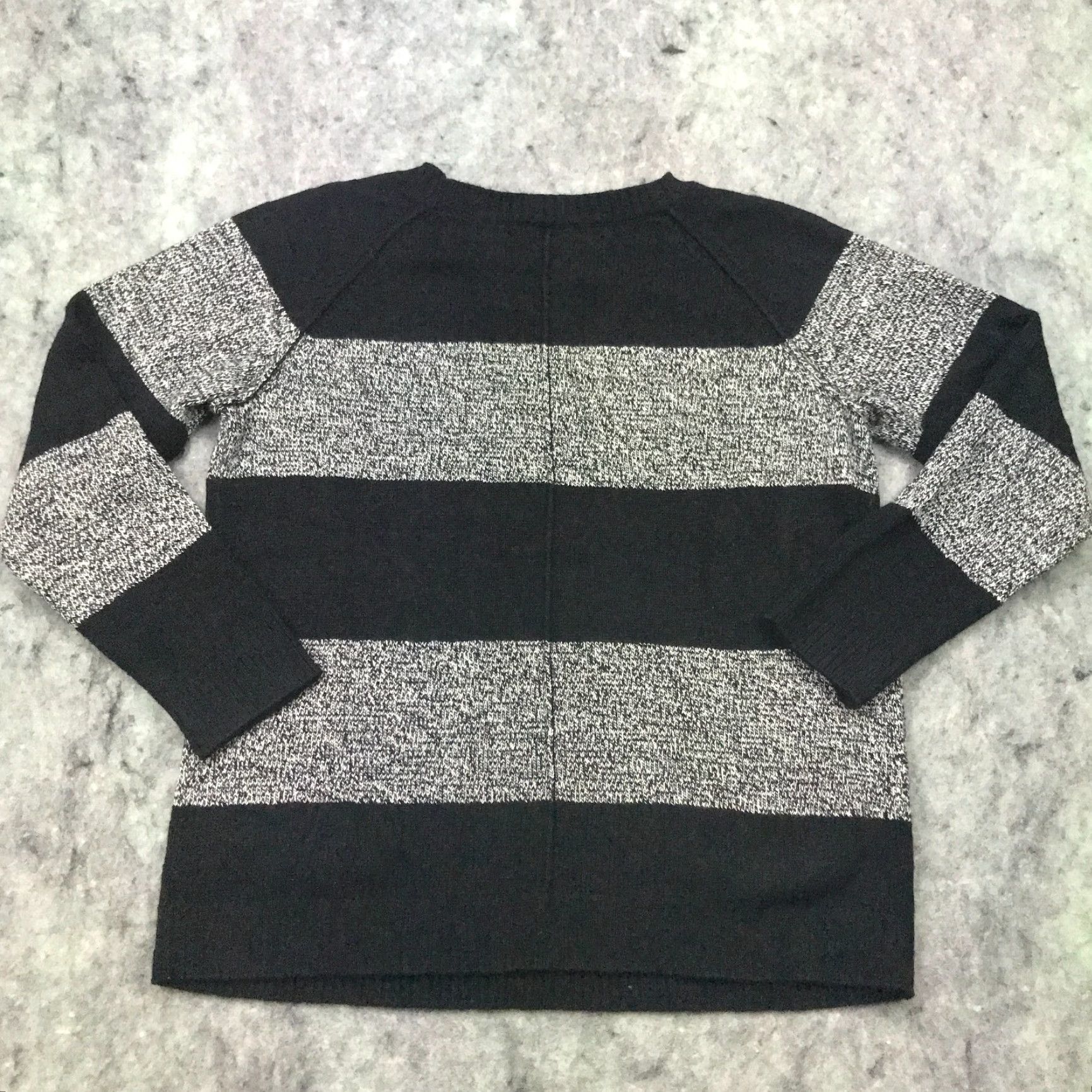 Gap VINTAGE Gap Sweater Large Gray Striped Knit Cotton/Wool Blend Long Sleeve Pullover Womens Size L / US 10 / IT 46 - 6 Thumbnail