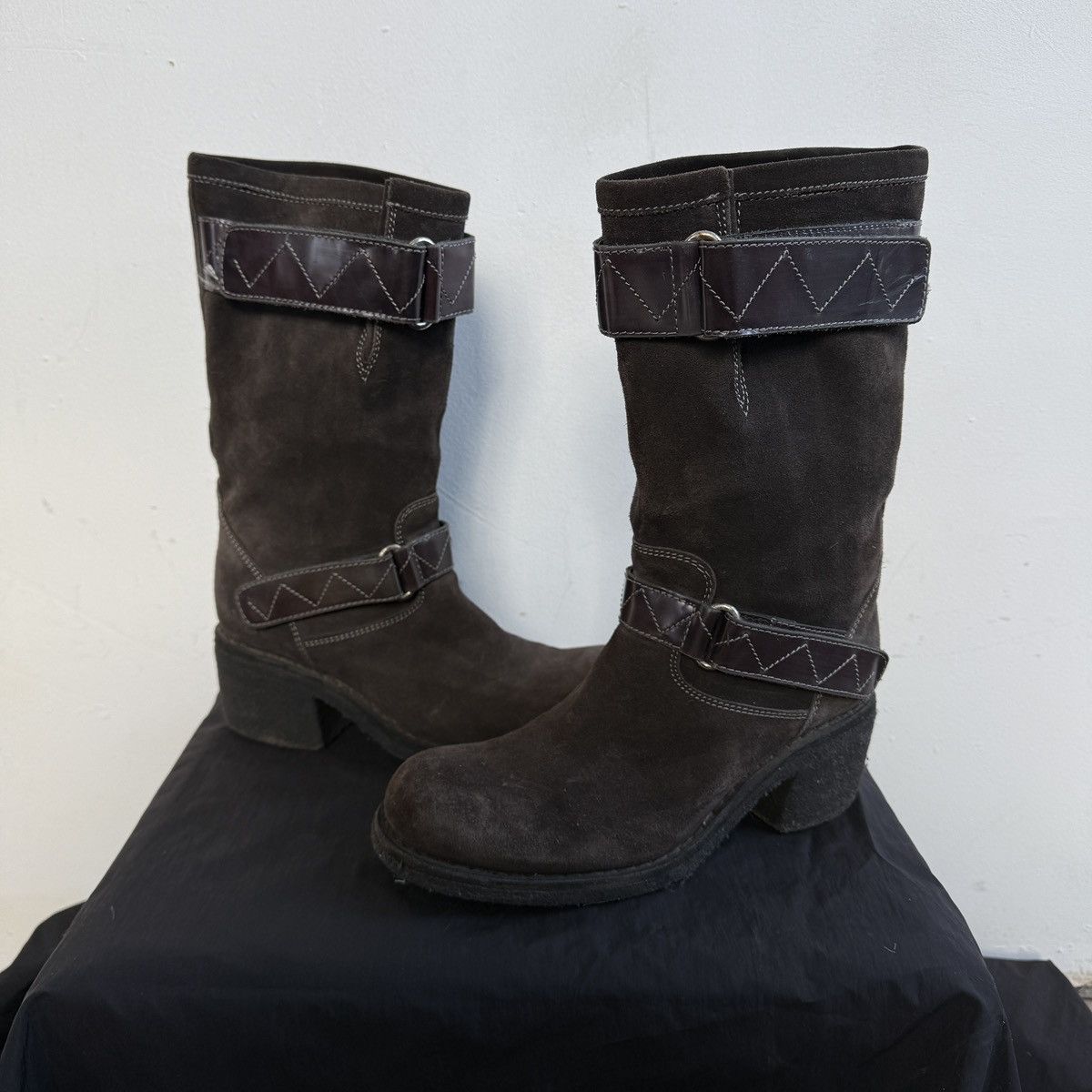 If Six Was Nine Vintage Western Suede Leather Boots With Straps Detail Size US 9 / IT 39 - 3 Thumbnail