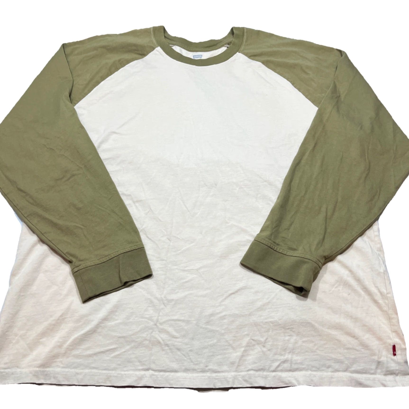 Levi's Levi's Olive Green Cream Relaxed Shirt Raglan Long Sleeve Mens XL Baseball Shirt Size US XL / EU 56 / 4 - 2 Thumbnail