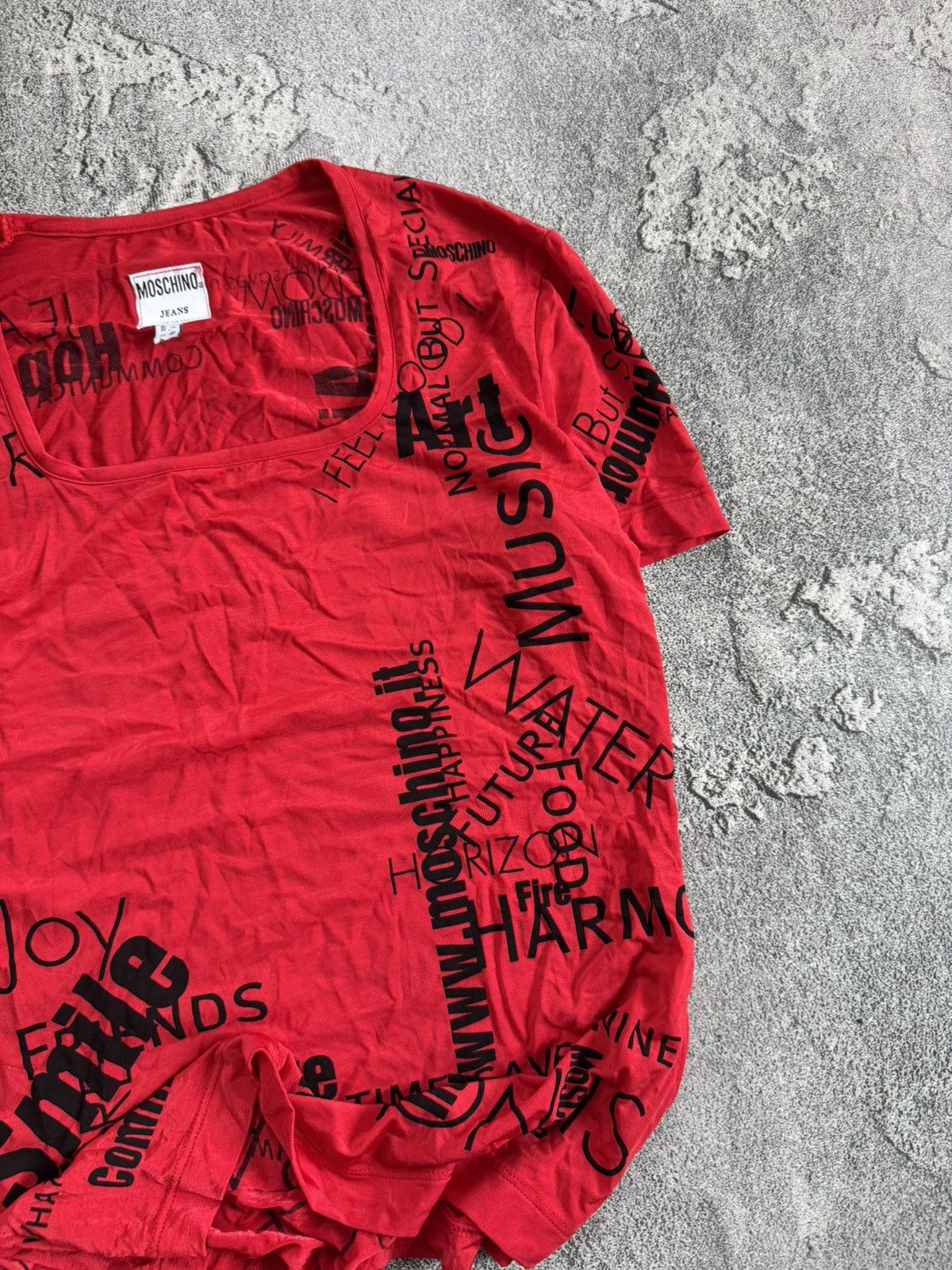 Designer × Moschino × Vintage Moschino Jeans I46/US12/GB16 all printed tee Avantgarde top Size XL / US 12-14 / IT 48-50 - 3 Thumbnail