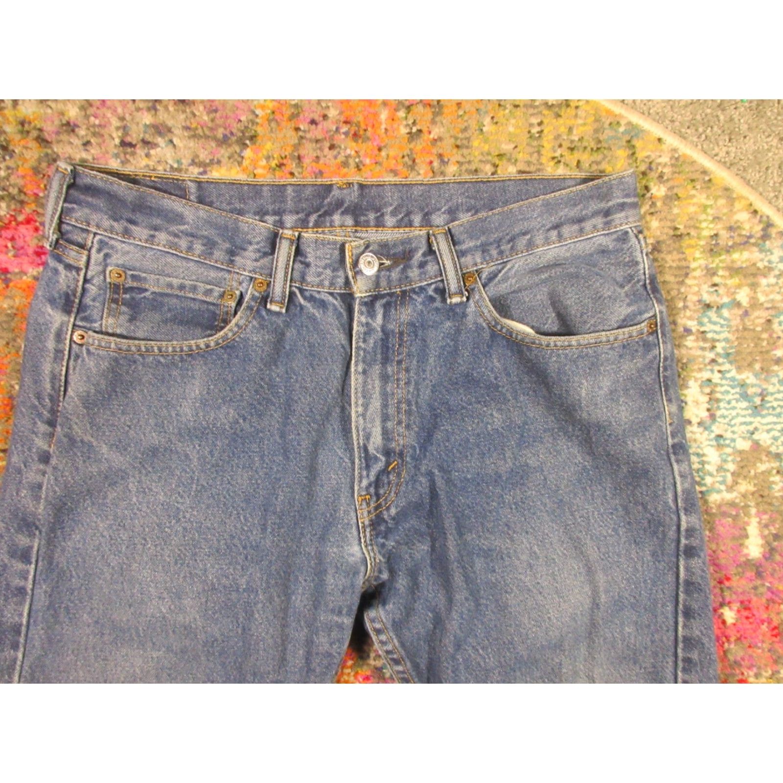 Levi's Levi's 505 Jeans 33x30 Regular Straight Denim Blue Medium Wash Mens Size US 33 - 5 Thumbnail