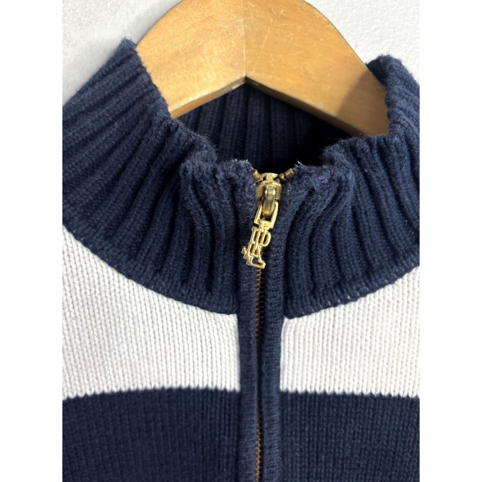 Ralph Lauren VINTAGE Lauren Ralph Lauren Sweater Womens Petite P Navy White Stripe 1/4 Zip Logo Size S / US 4 / IT 40 - 3 Thumbnail