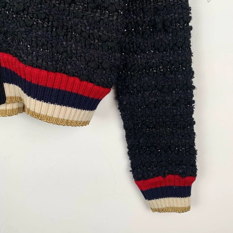 Gucci Gucci Striped tweed black nylon blended knitted cardigan ja Size US XS / EU 42 / 0 - 5 Thumbnail