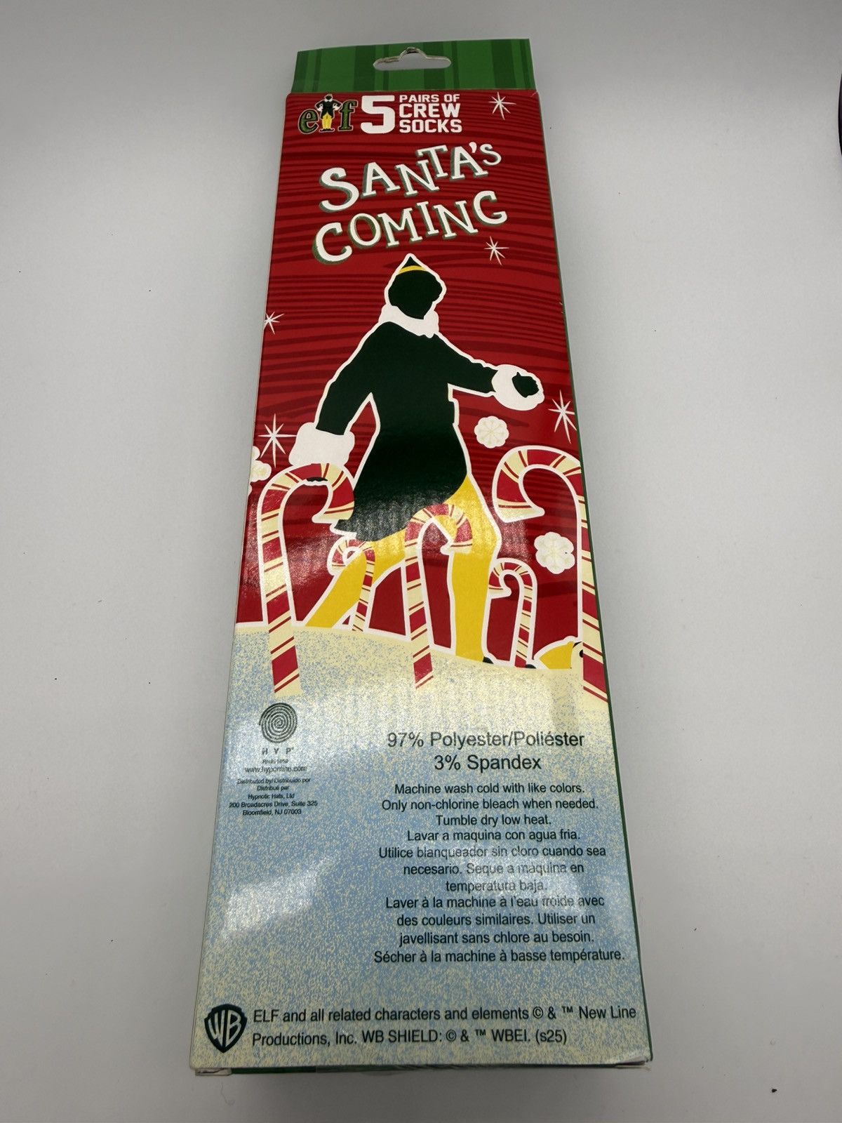 Warner Bros 5 Pair Mens Casual Crew Socks ELF Christmas Holiday Theme Size ONE SIZE - 3 Thumbnail