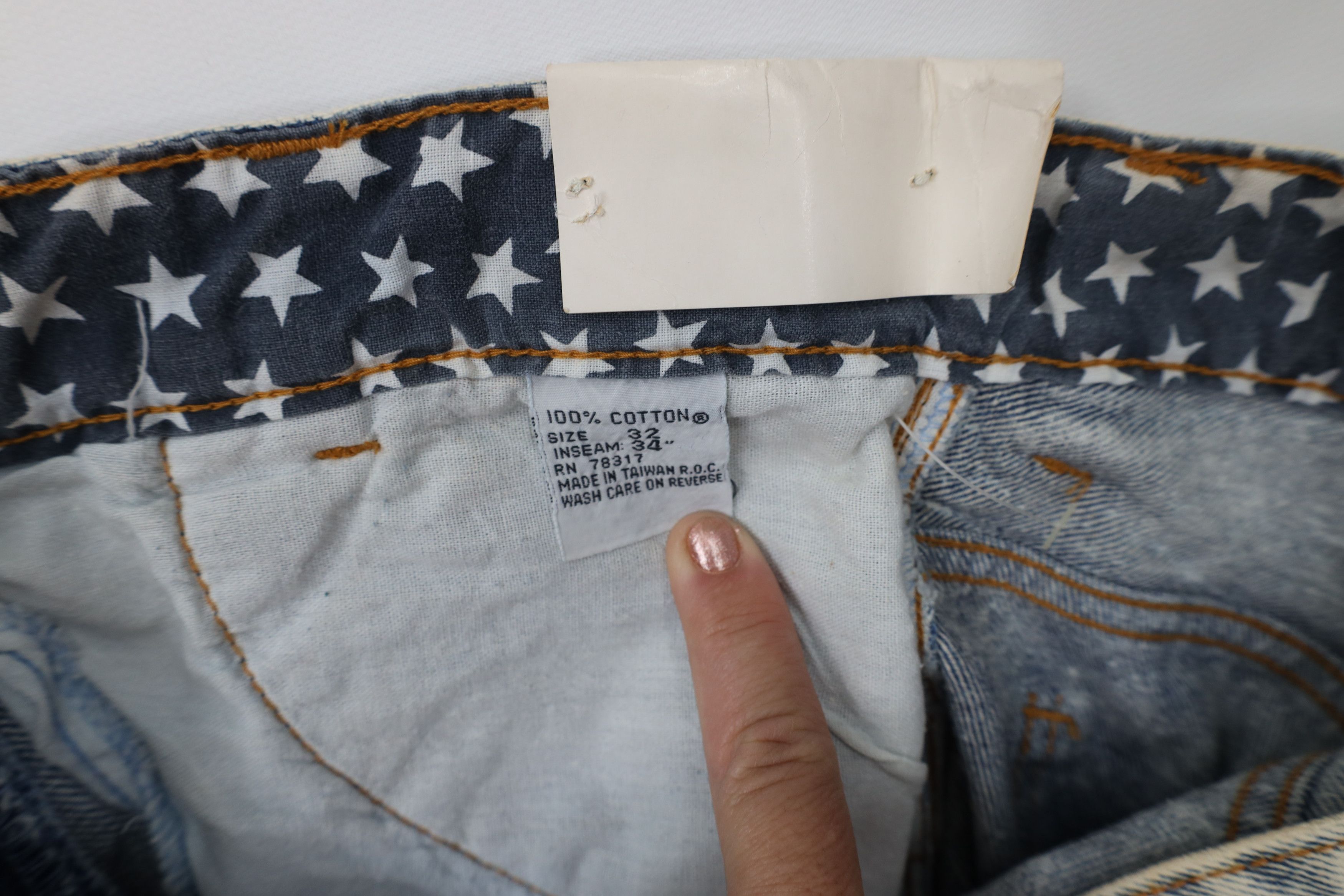 Cadillac Deadstock Vintage 80s 90s Cadillac Racing Acid Wash Jeans Size US 32 / EU 48 - 11 Thumbnail