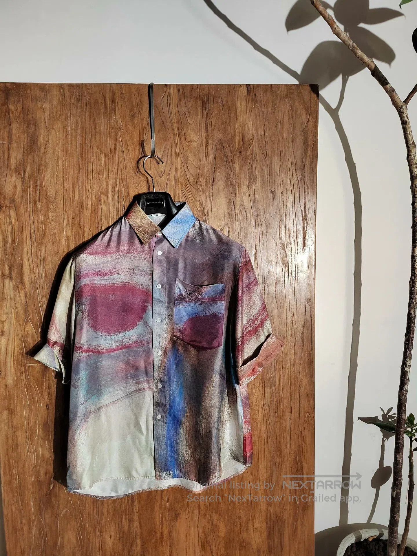 QIUHAO Short Sleeve Silk Blend Shirt.