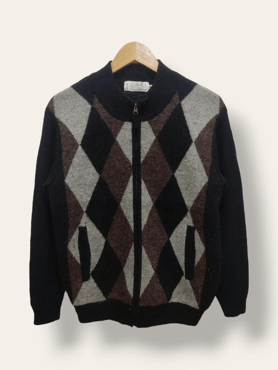 Japanese Brand DINAMO Classic Argyle Diamond Sweater Size US M / EU 48-50 / 2 - 1 Thumbnail