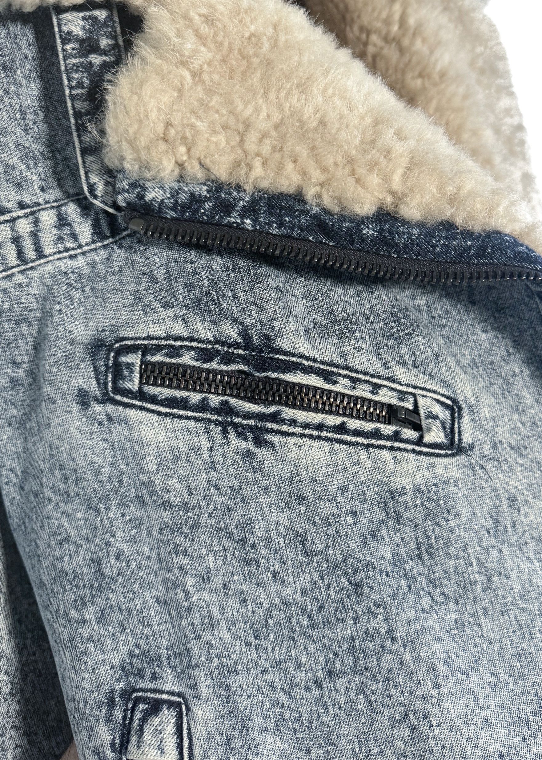 Miu Miu Miu Miu FW 2019 Blue Denim Shearling Aviator Biker Jacket Size XXS / US 00 / IT 34 - 7 Thumbnail