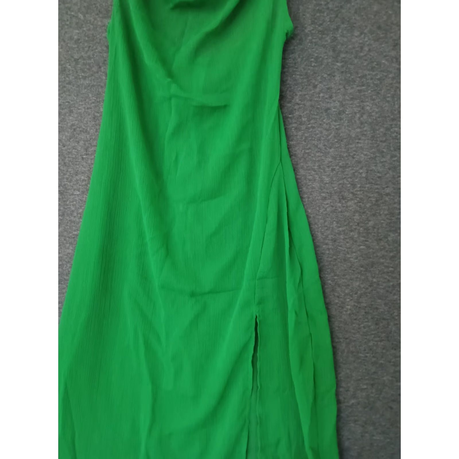 Vintage Toluca Swim Green Maxi Cowl Neck Sheer Dress - Womens - Size S - Beach Cover Up - Sleeveless - Polyester Blended Fabric - Casual Summer - Solid Green Size S / US 4 / IT 40 - 7 Thumbnail