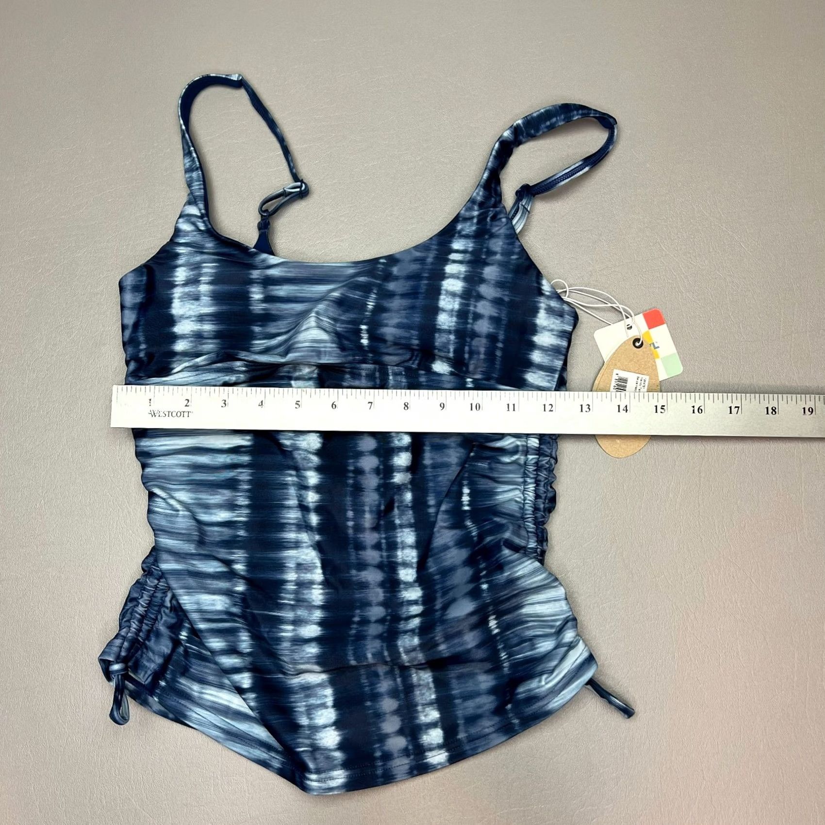 Prana prANA Melody Tankini Belize Hazy Days Side Ruched Padded Swim Top Womens Size XS Blue Striped Nylon Polyester Spandex Tankini Womens Beach 90s? Size XS / US 0-2 / IT 36-38 - 4 Thumbnail