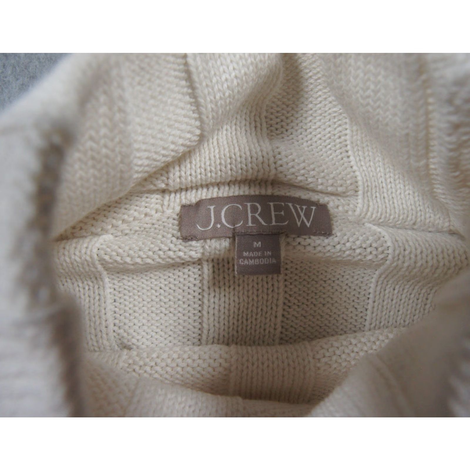 J.Crew JCrew Sweater Womens Medium White Knit Mock Neck Pullover Cotton Ladies Size M / US 6-8 / IT 42-44 - 5 Thumbnail