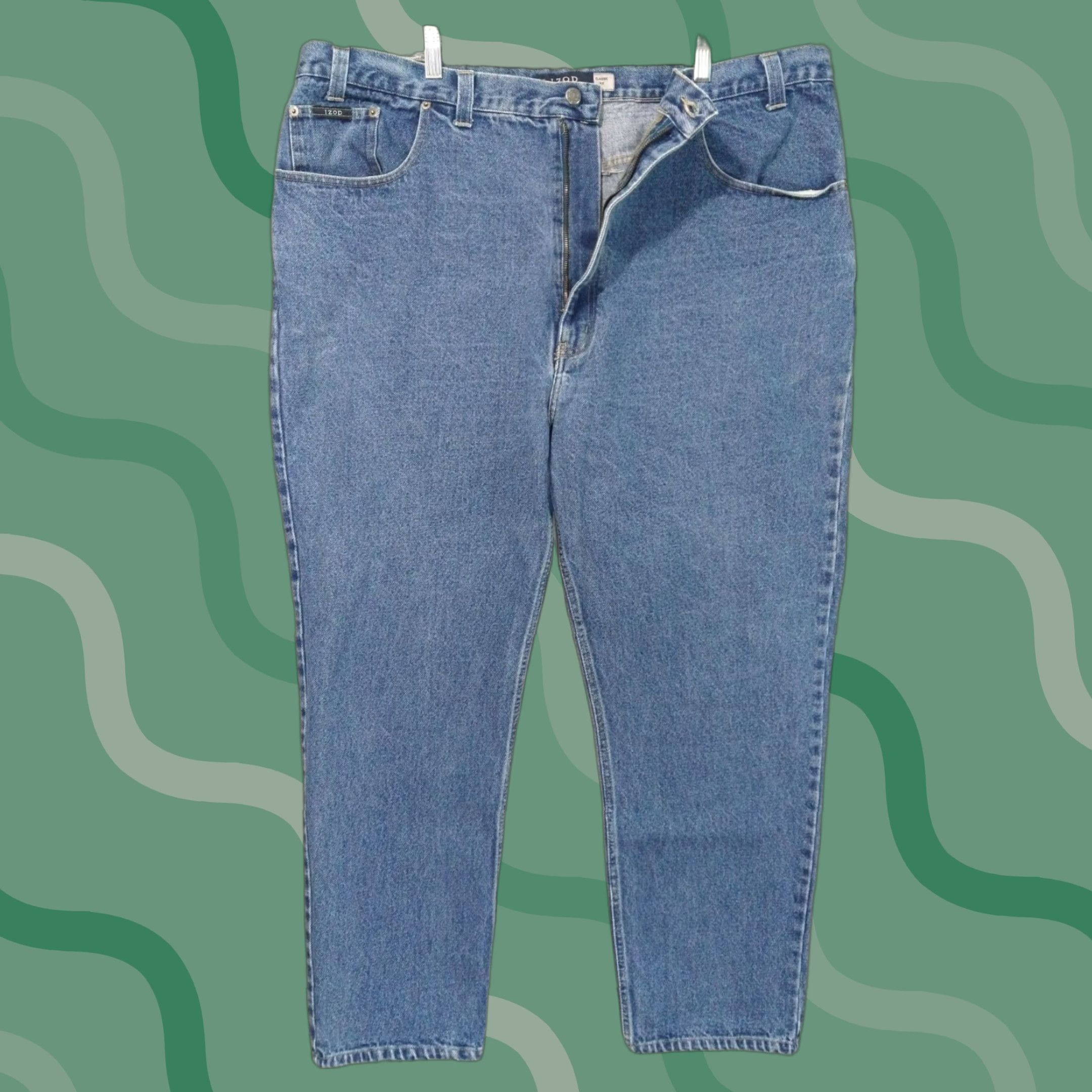 Izod IZOD Jeans Mens 48x32 Blue Denim Classic Fit Tapered Leg High Rise Dark Wash 5-Pocket Design Big & Tall Mens Jeans Size US 32 / EU 48 - 1 Thumbnail