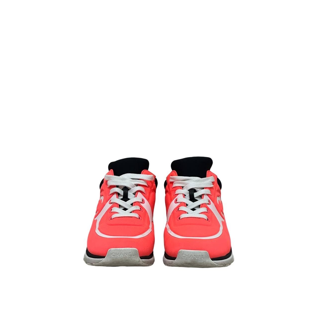 Chanel Chanel Orange Neon Athletic Sneakers Sz 39.5 Size US 8.5 / IT 38.5 - 8 Thumbnail
