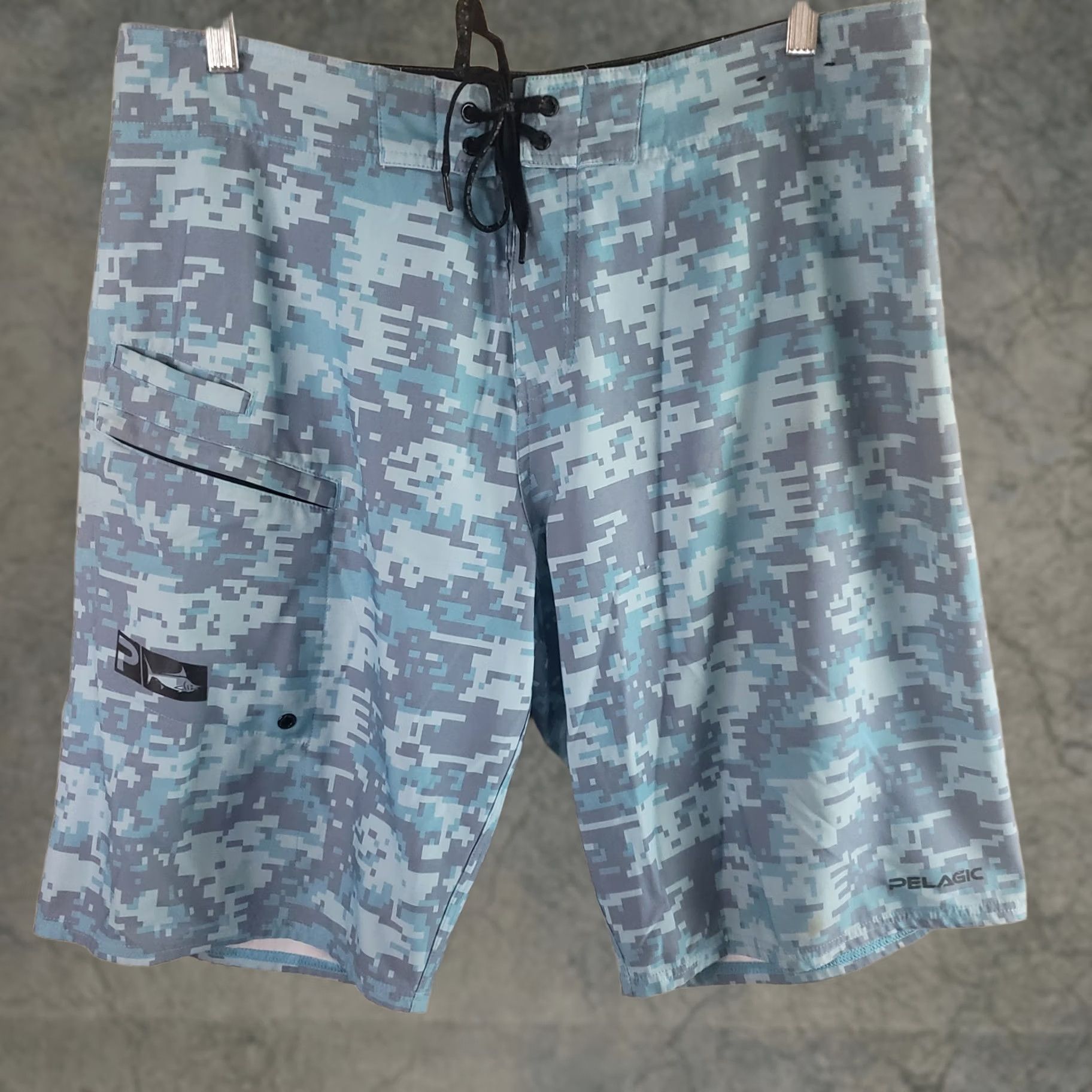 Vintage PELAGIC Shorts Mens 36 Blue Tek Board Men Digital Camo Ripstop Stretch Size US 36 / EU 52 - 1 Thumbnail