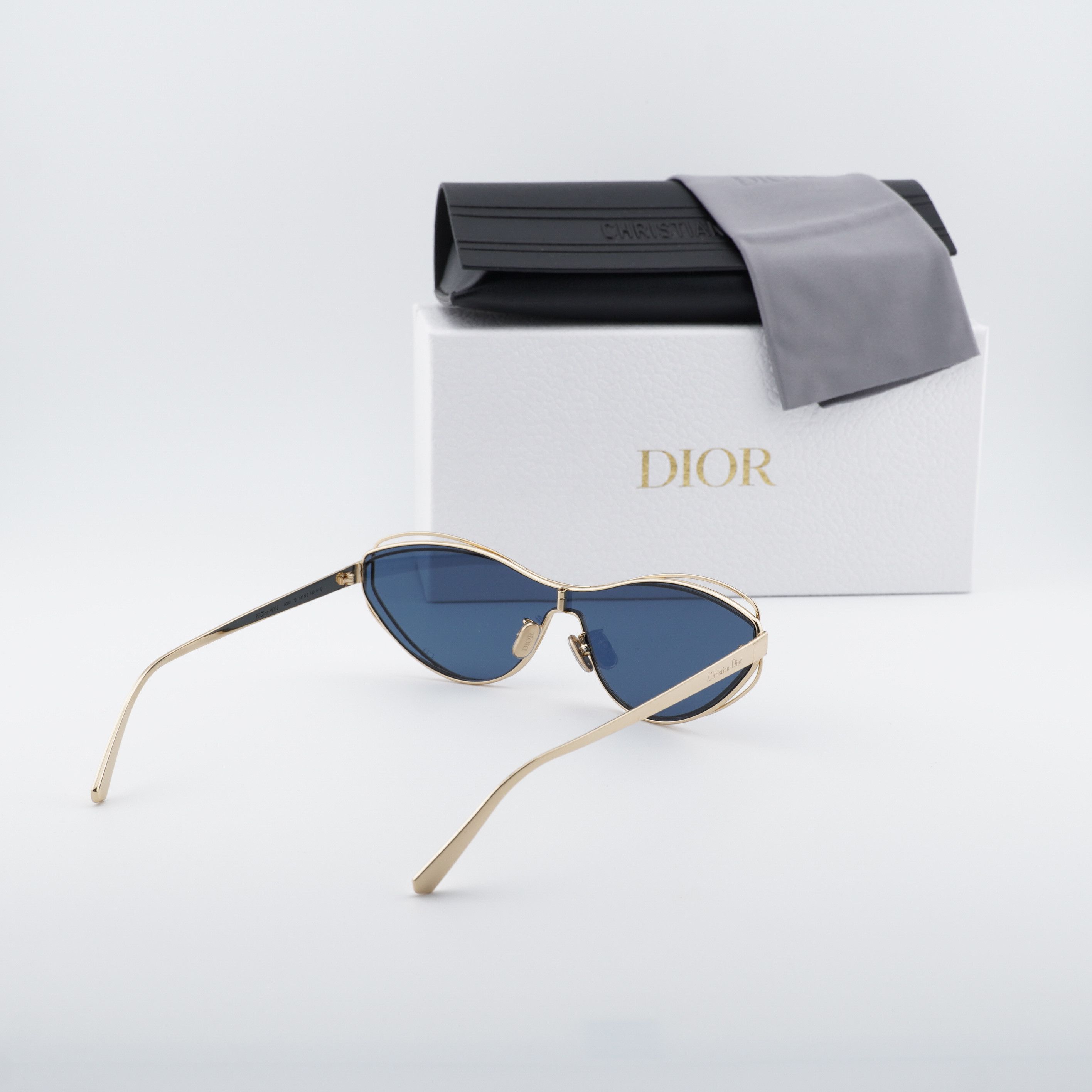 Dior FILDIOR M1U B0B0 Sunglasses Gold Cat Eye Frame, Blue Le 