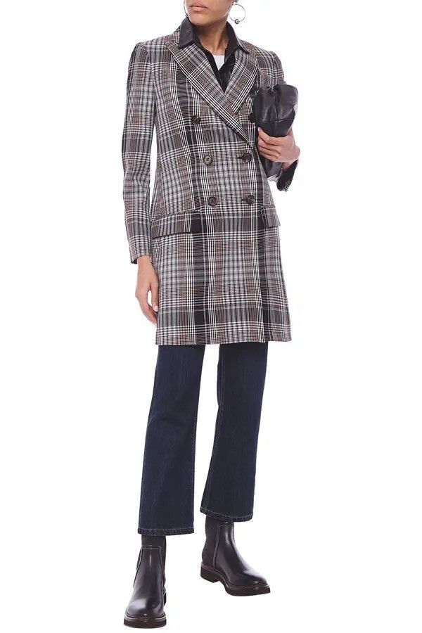 Brunello Cucinelli NEW❗️ BRUNELLO CUCINELLI Double-Breasted Checked Wool Coat Size XS / US 0-2 / IT 36-38 - 1 Thumbnail