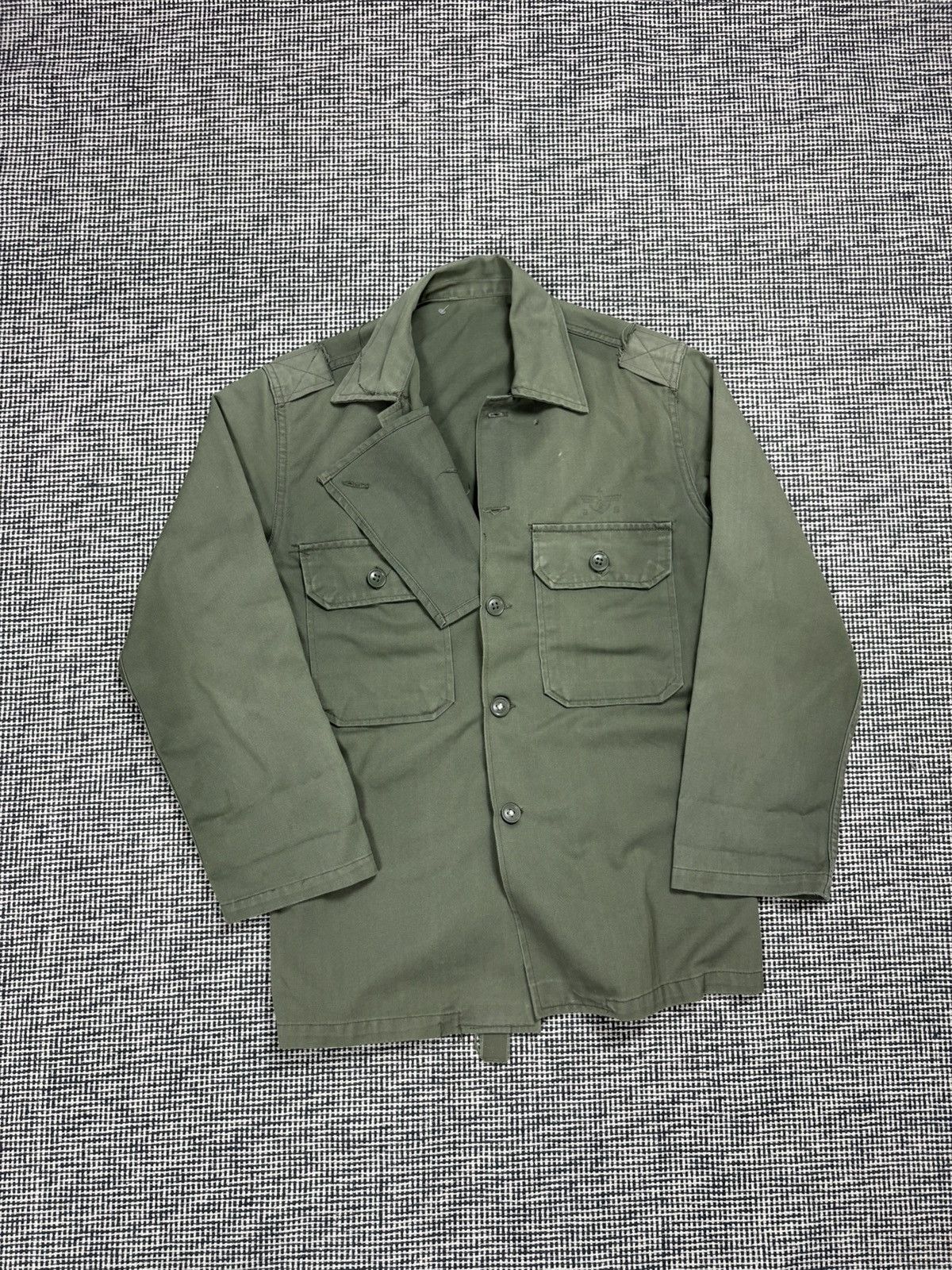 1950s Korean navy hbt stenciled shirt herringbone army