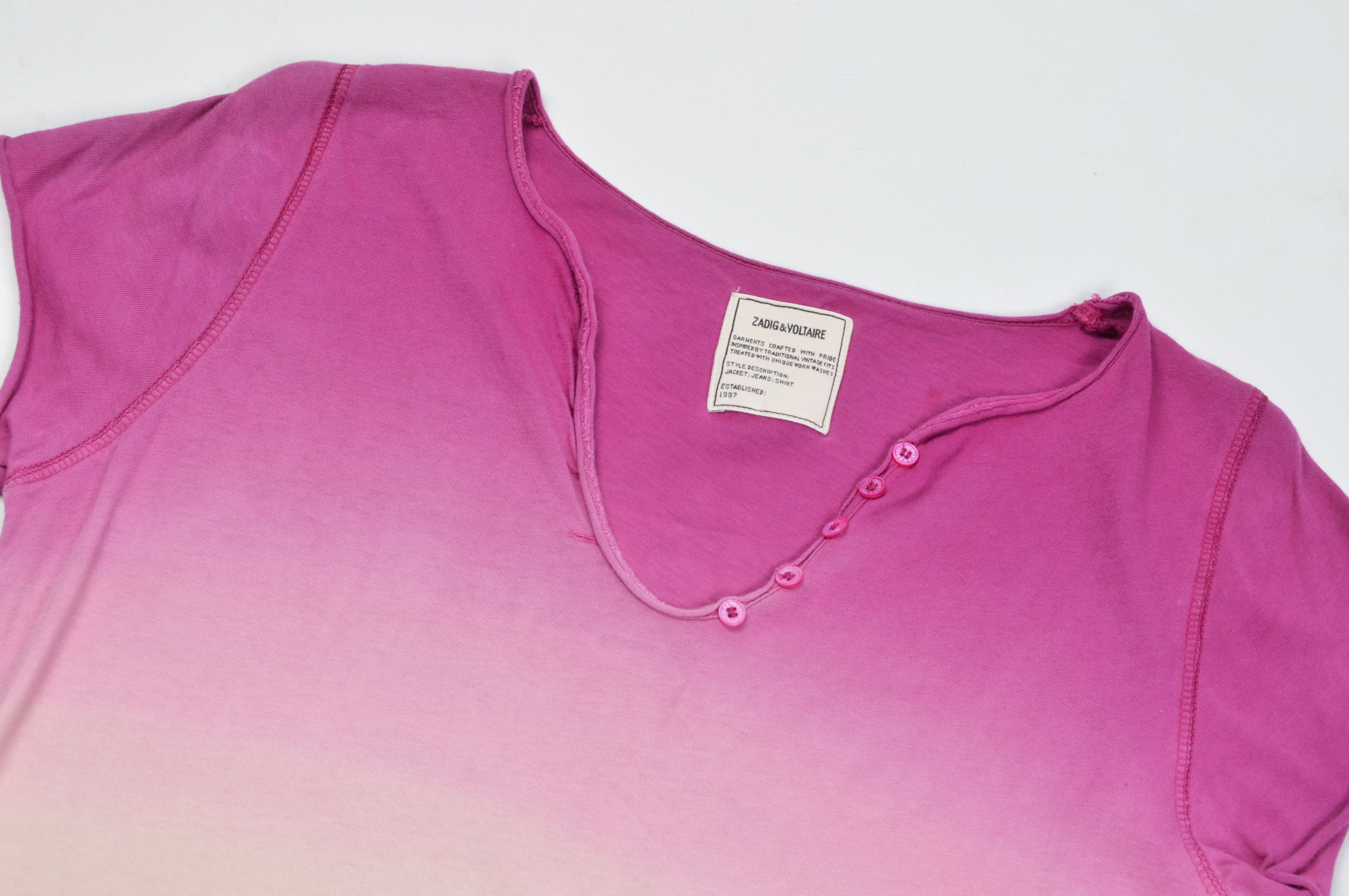 Zadig & Voltaire Zadig & Voltaire Multicolor Gradient V-Neck T-shirt Top Size S / US 4 / IT 40 - 6 Thumbnail
