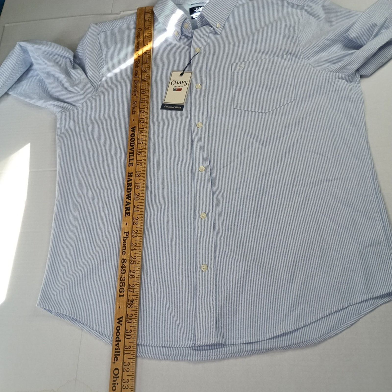 Chaps Chaps Seacoast Oxford Woven Shirt Mens XL Blue White Striped Size US XL / EU 56 / 4 - 6 Thumbnail