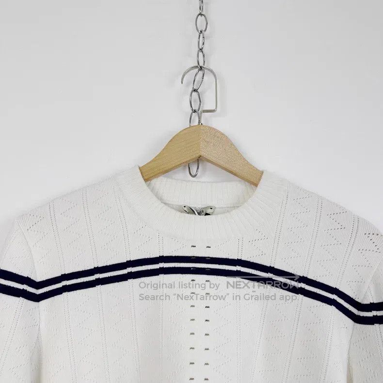 Fendi Fendi White round neck tie bow nautical style sweater Size S / US 4 / IT 40 - 3 Thumbnail