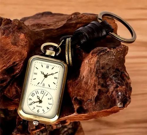 Jewelry retro double time movement quartz key chain Size ONE SIZE - 2 Thumbnail