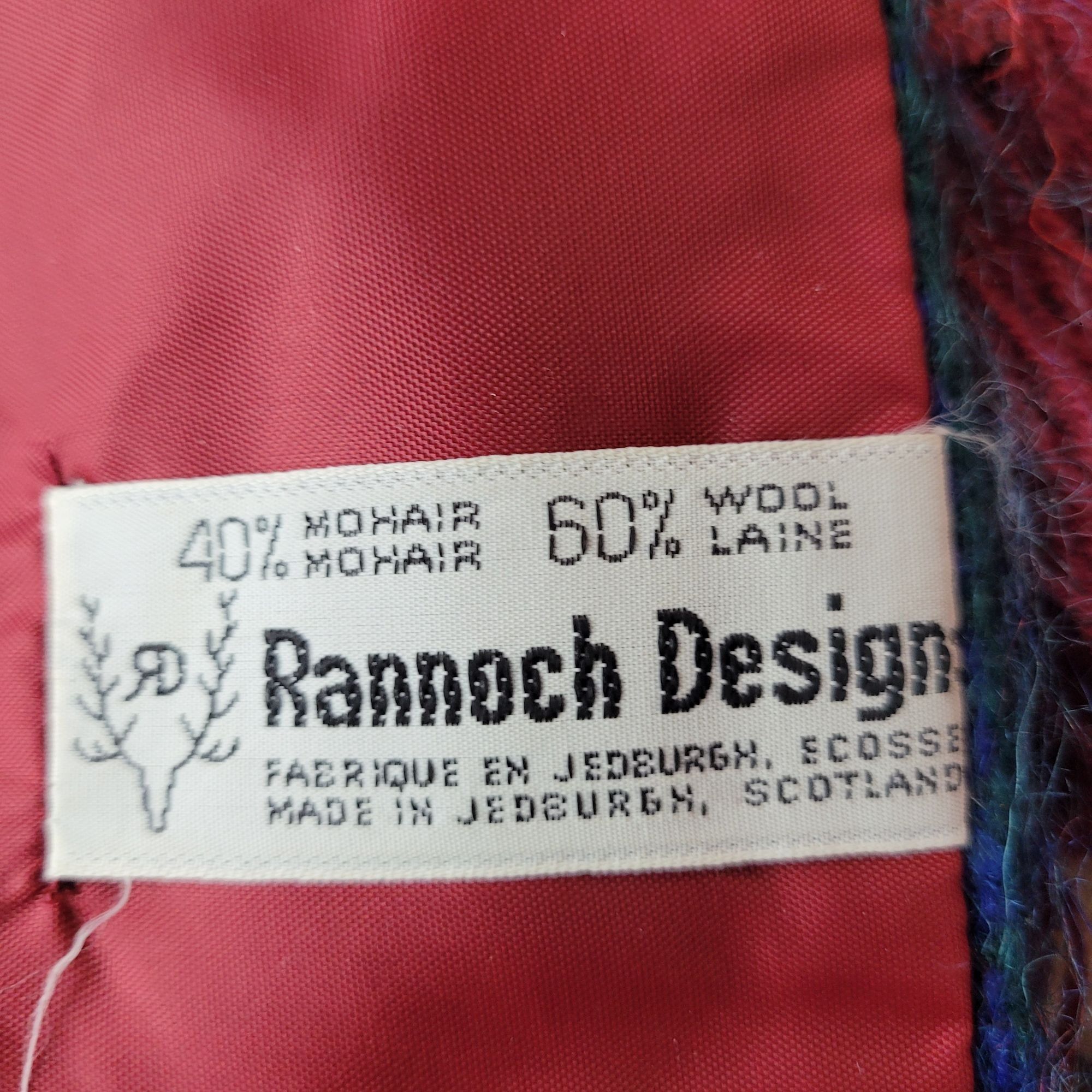 Vintage Vtg Scottish Cropped Poncho Mohair Wool Red Blue Plaid Fring Size ONE SIZE - 3 Thumbnail