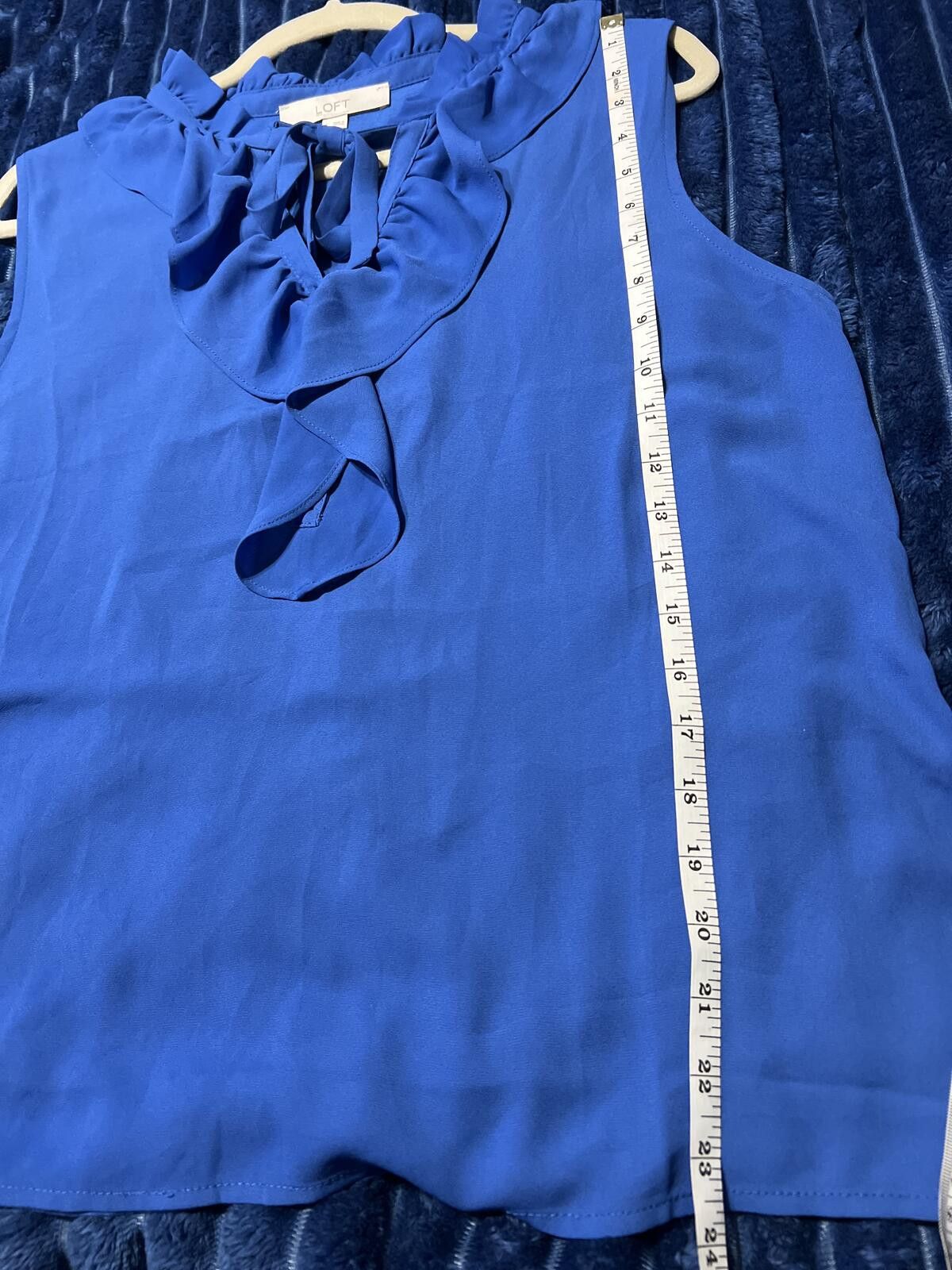 Other LOFT Royal Blue Sleeveless Ruffle Blouse Size Large Size L / US 10 / IT 46 - 7 Thumbnail