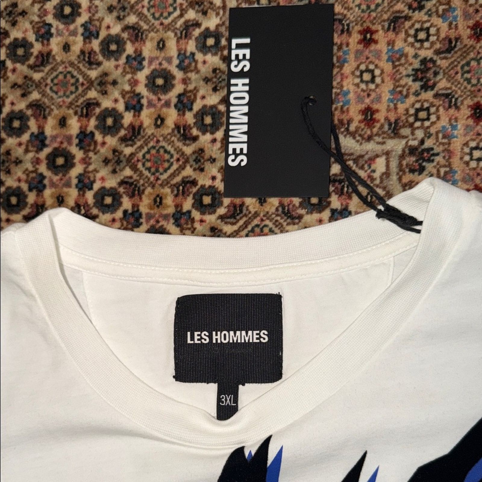 Les Hommes Les Hommes White Tee with Blue Abstract Design Size 3XL Size US XXL / EU 58 / 5 - 2 Thumbnail