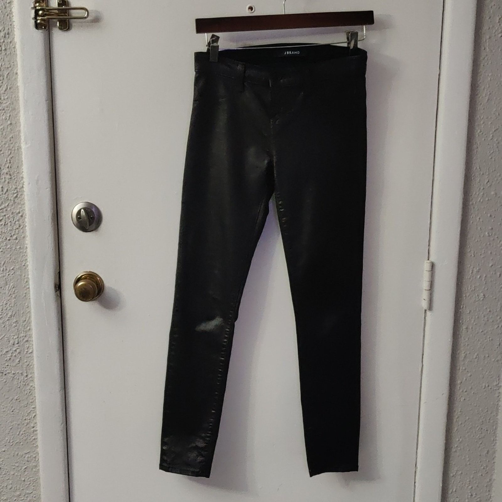 J Brand J Brand Women's Black Lacquered Super Skinny Jeans 26 Rocker Size 26" / US 2 / IT 38 - 1 Thumbnail