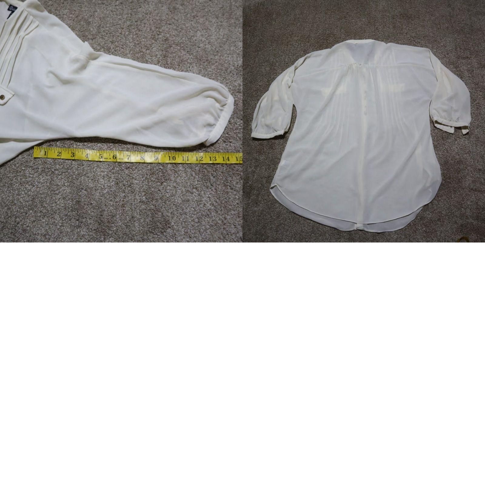 Vintage Signature Studio Shirt Adult Womens L Ivory Sheer 100% Cotton Short Sleeve Button-Up Solid Country Size L / US 10 / IT 46 - 8 Thumbnail