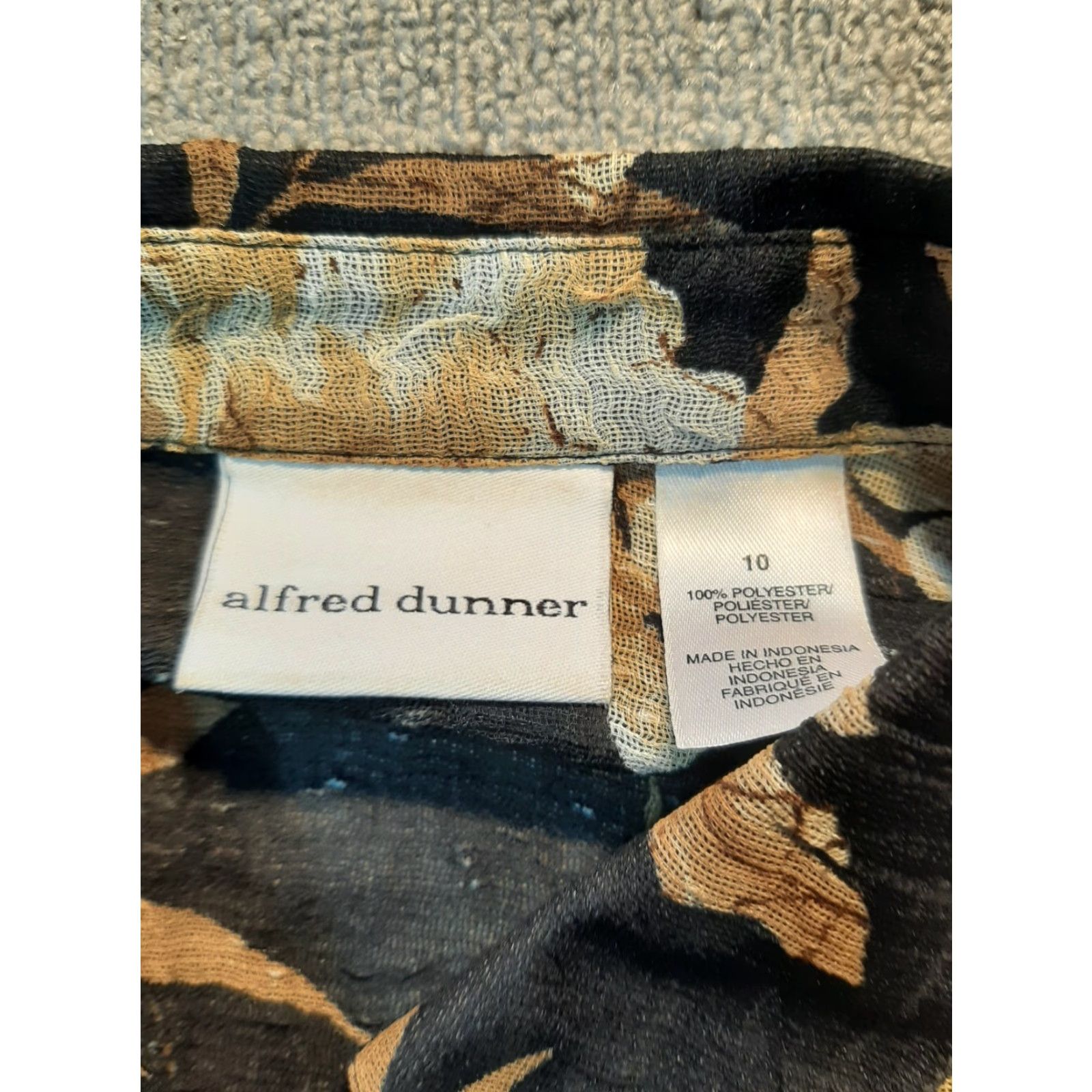 Vintage Alfred Dunner Button Down Top Womens Size 10 Black Floral Sheer Polyester Size XL / US 12-14 / IT 48-50 - 3 Thumbnail
