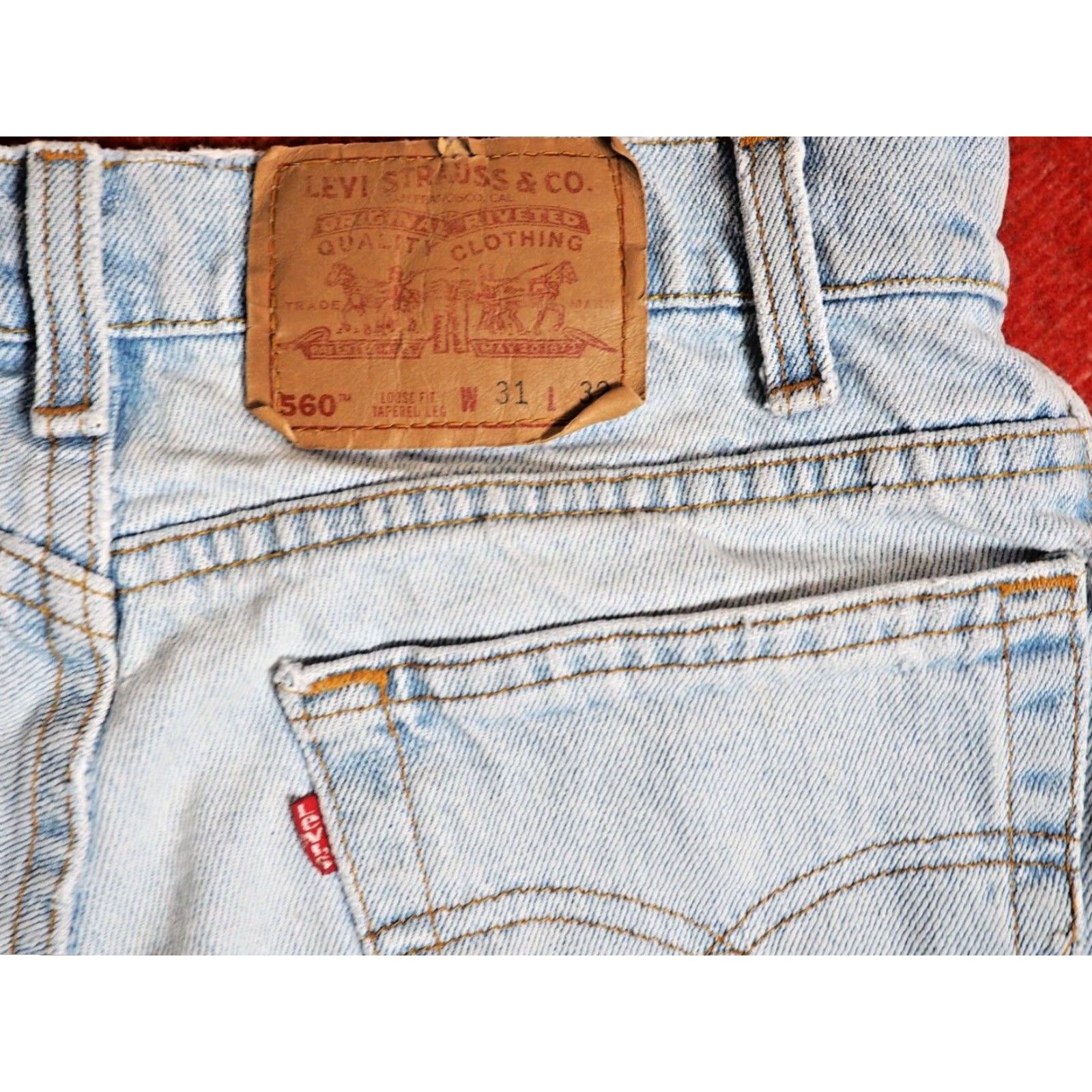 Levi's VTG Levi's 560 Denim Jeans 31x32 Blue Distressed 90s Grunge Casual Regular Vintage Jeans Pants Mens Girls Size US 31 - 6 Thumbnail