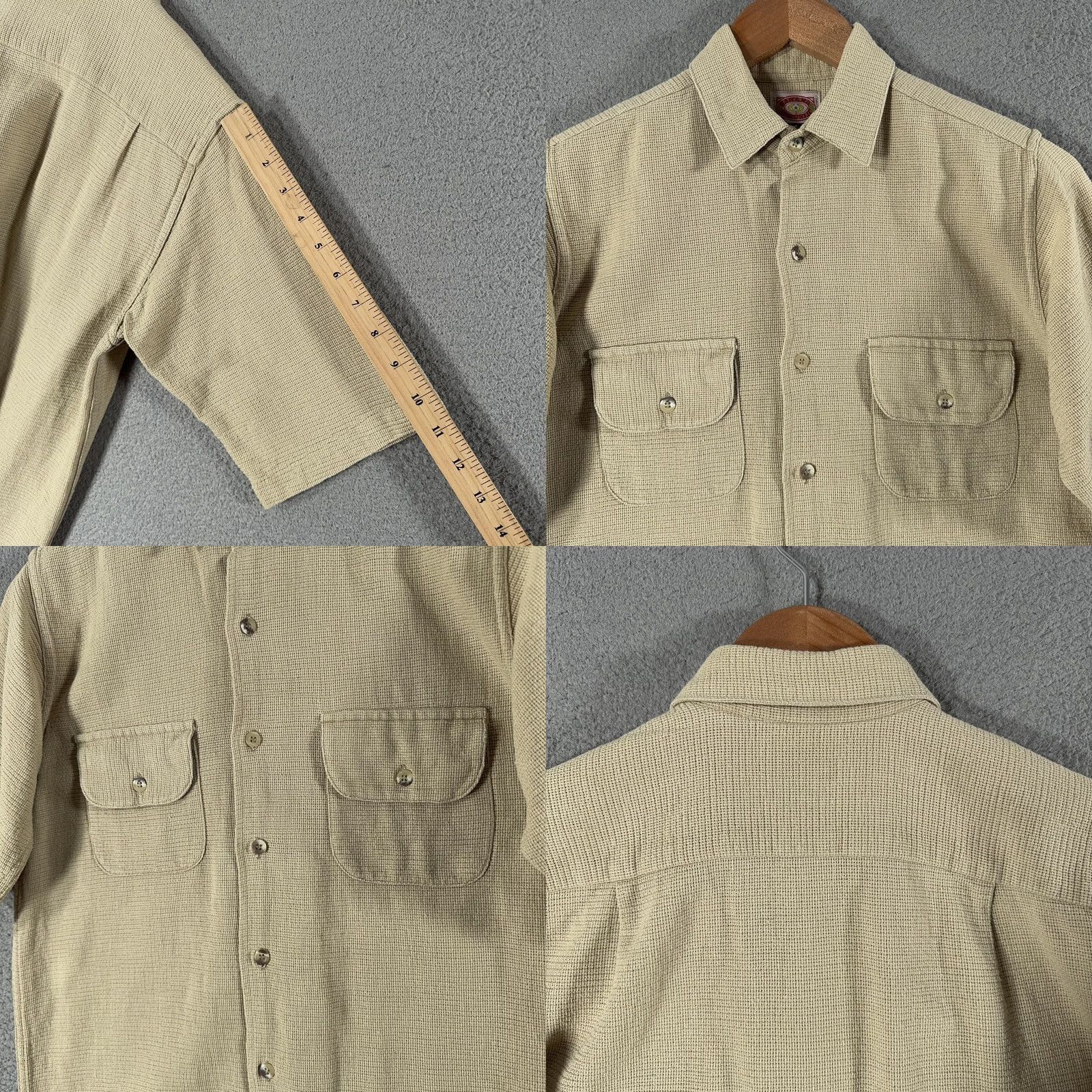 Banana Republic VINTAGE Banana Republic Shirt Mens XS Beige Safari Camp Waffle Cotton 80s Size US XS / EU 42 / 0 - 8 Thumbnail