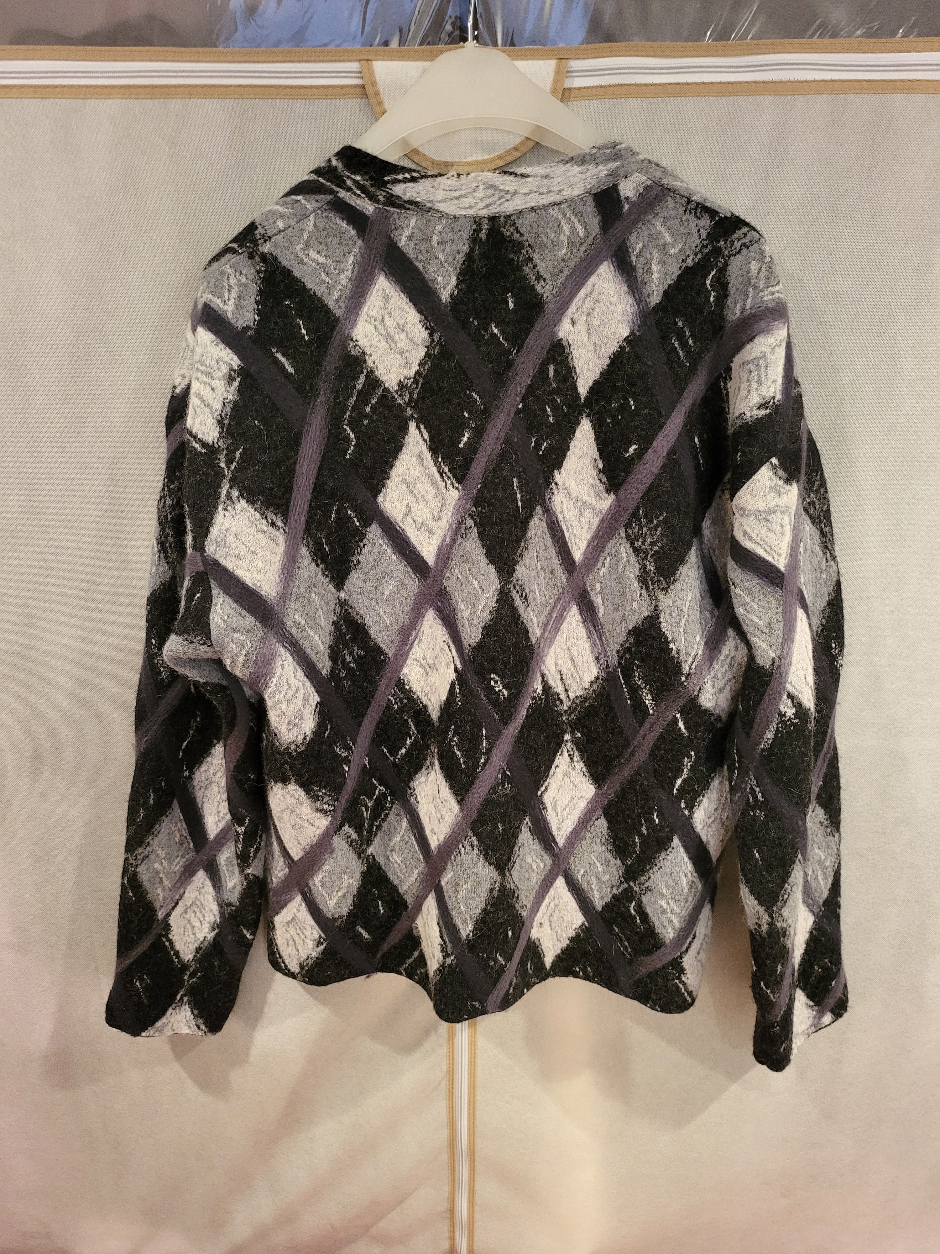 Moschino Grey Argyle Wool Cardigan Size US L / EU 52-54 / 3 - 6 Thumbnail
